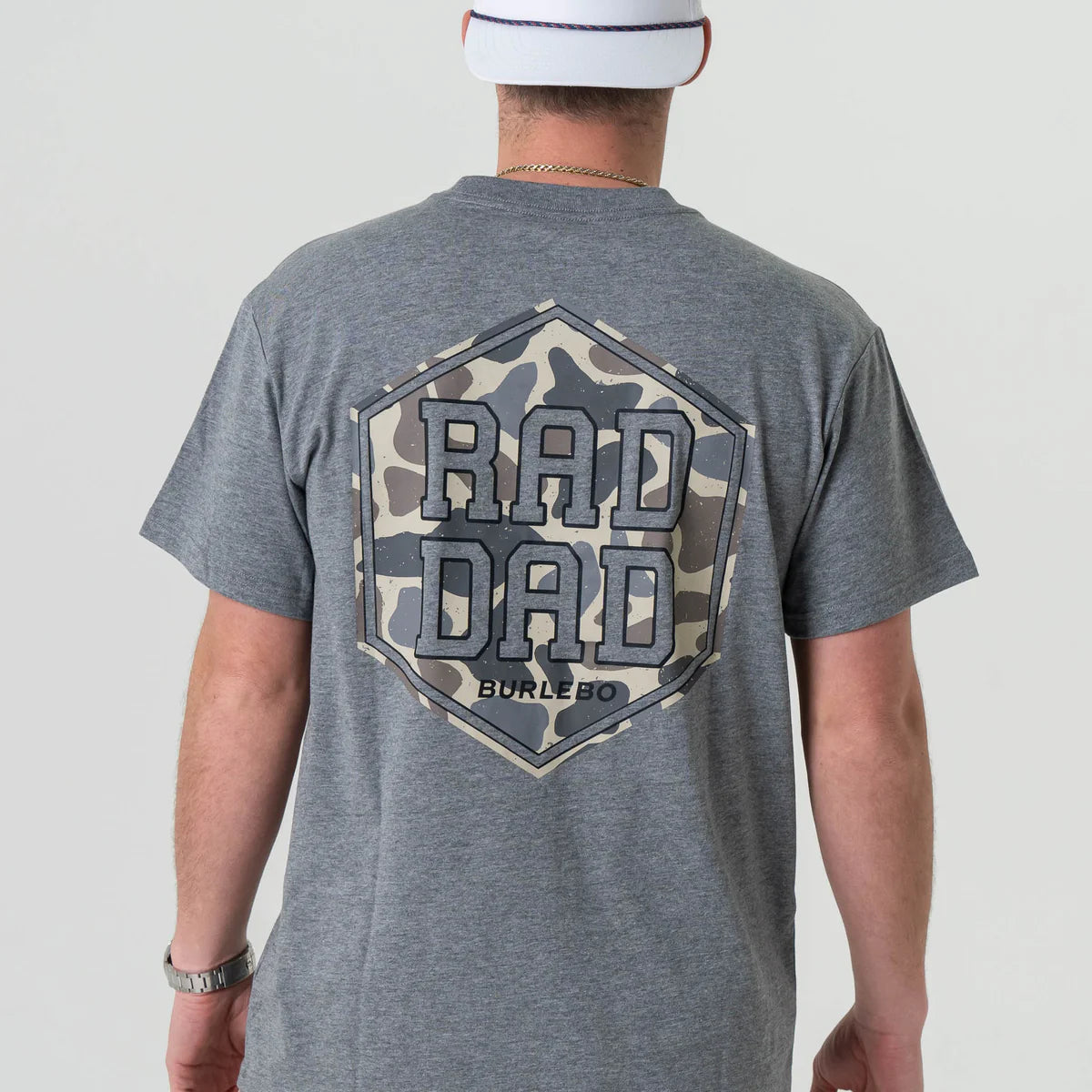 Burlebo Rad Dad Deer Camo T-Shirt - Funny Hunting Graphic Tee for Outdoorsmen & Fathers - Perfect for Camping, Hunting Trips & Father's Day Gifts