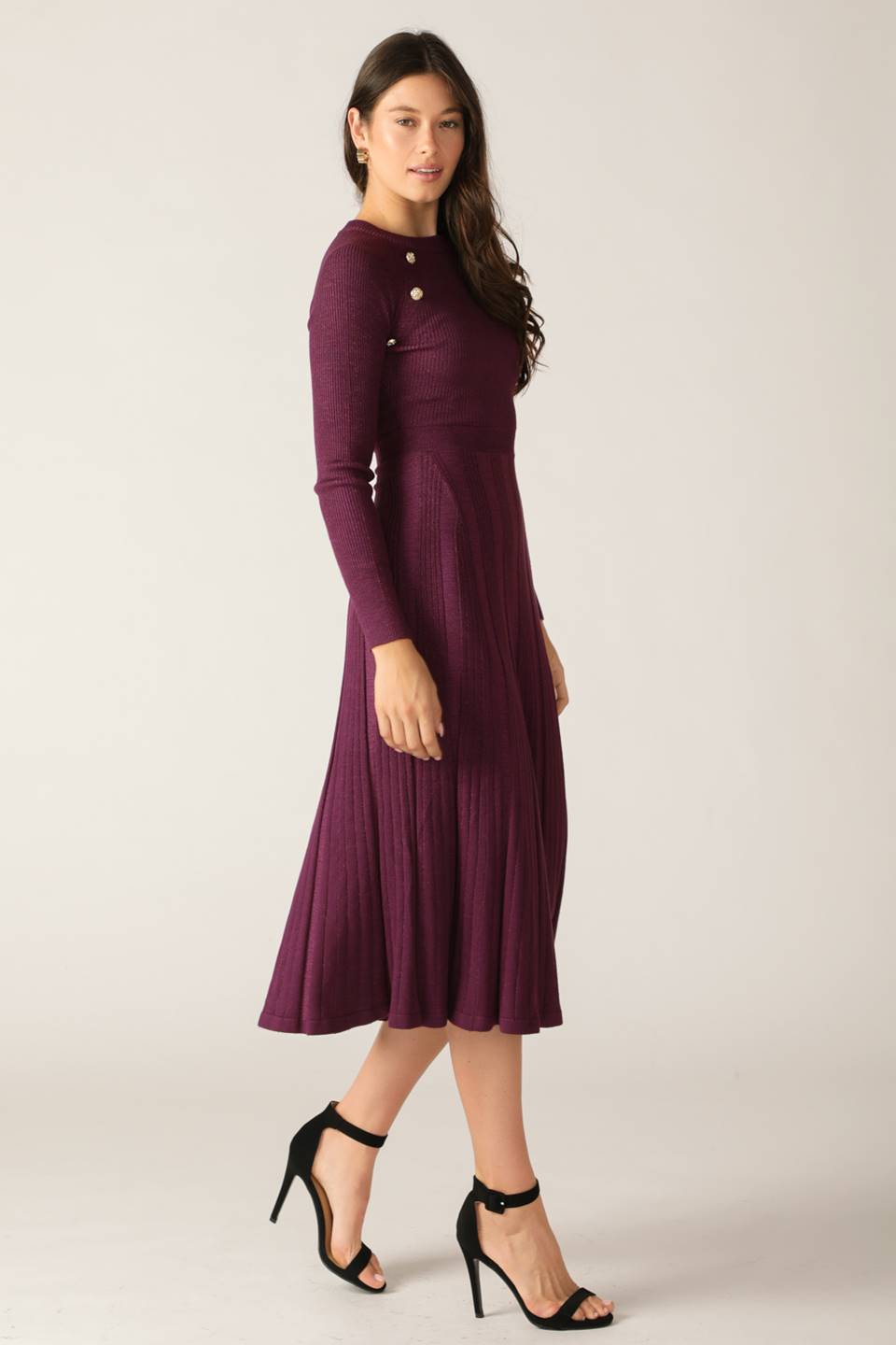 High Standards Women's Sweater Midi Dress - Soft Knit Long Sleeve Bodycon Outfit for Fall Winter Fashion, Office Wear & Casual Dates