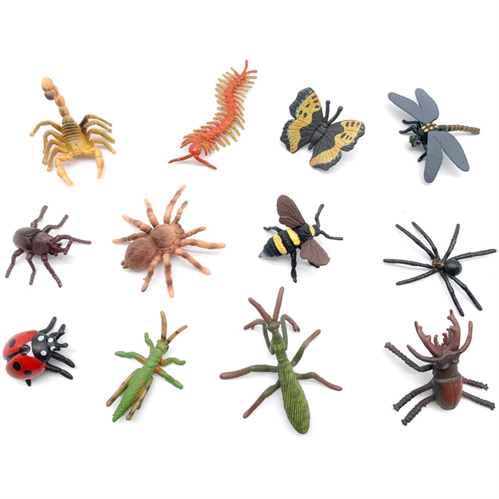 12 PCS Realistic Plastic Insect Figures - Fake Bug Toys for Kids, Wildlife Animal Figurines Set for Halloween Party Favors, School Projects & Toddler Educational Play | Perfect for Science Learning, Bug Collections & Pretend Play