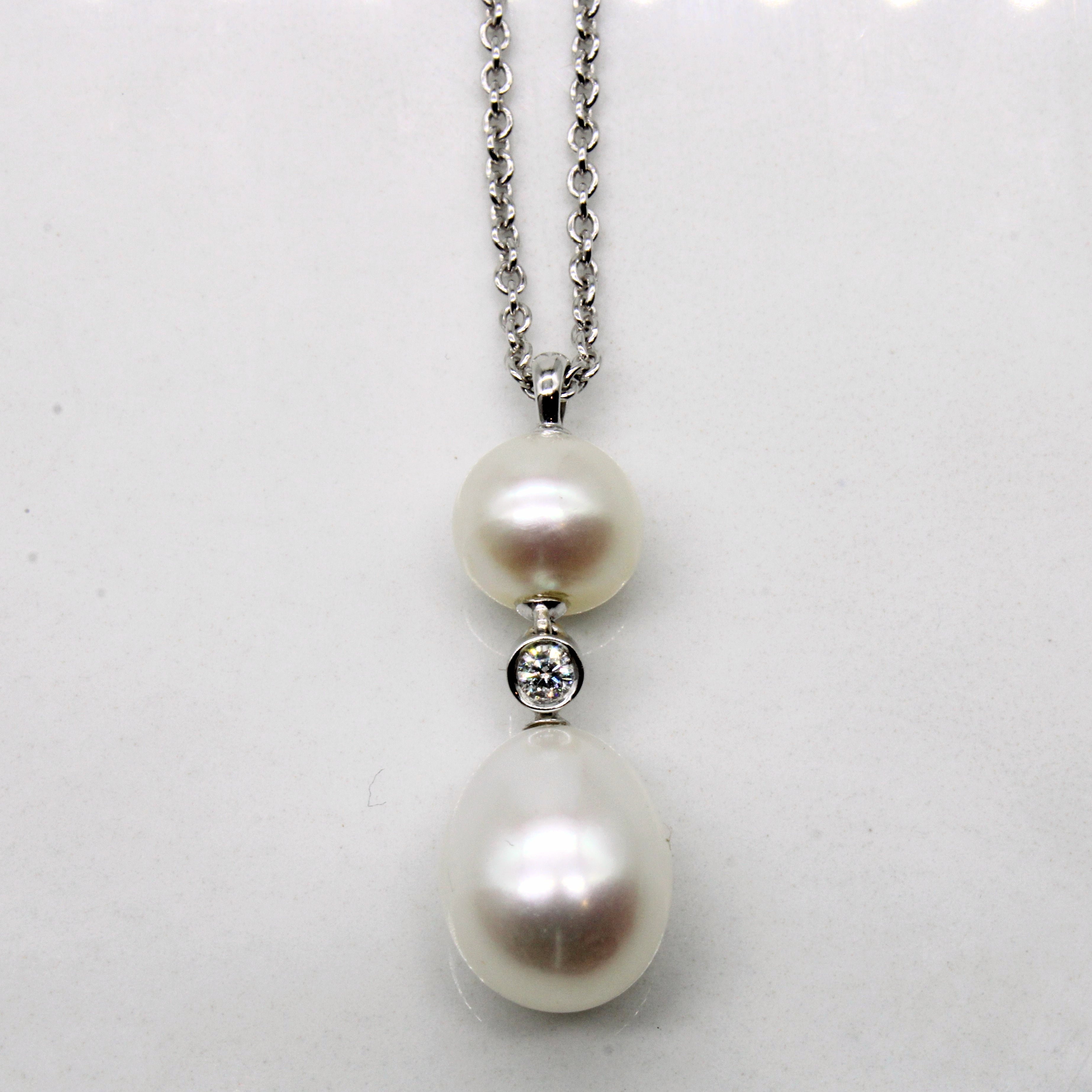 Birks' Diamond & Pearl Earring and Necklace Set | 0.15ctw | 16
