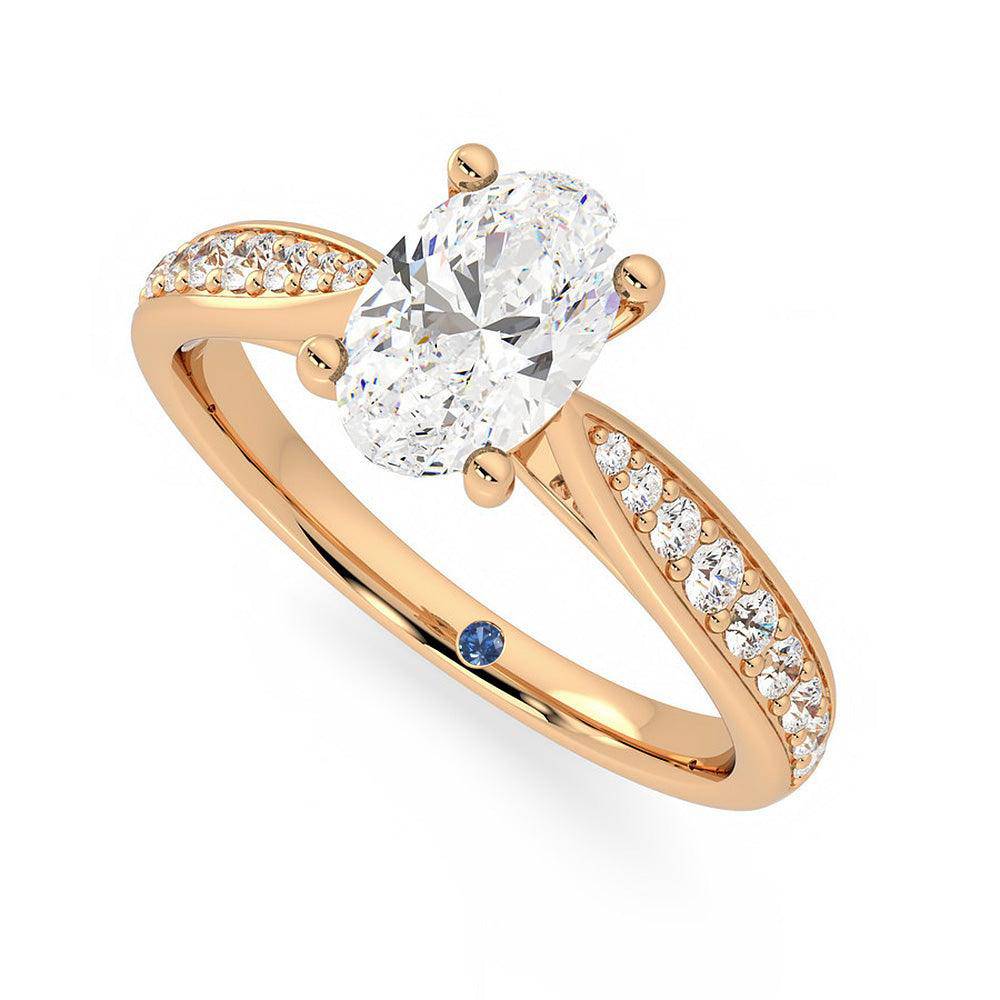Oval Cut Moissanite Engagement Ring with Pavé Band & Hidden Anniversary Stone - Perfect for Proposals, Weddings & Anniversary Gifts