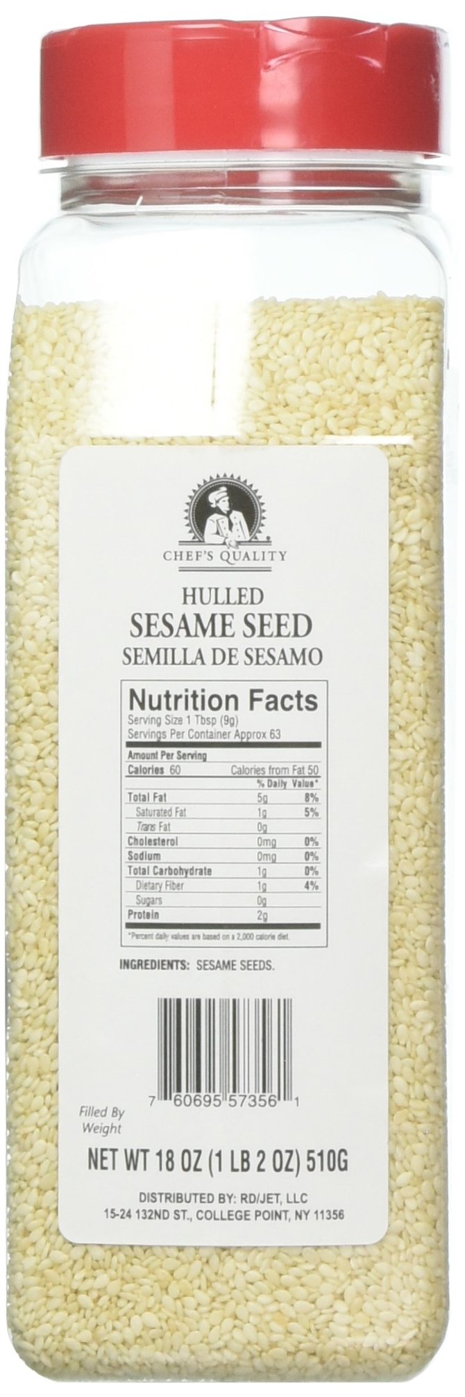 Premium Hulled Sesame Seeds 18oz (1 Pack) - High-Quality, Non-GMO, Gluten-Free - Perfect for Baking, Cooking, Salad Toppings & Asian Cuisine
