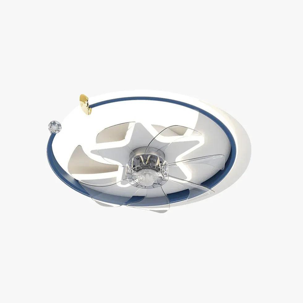 Star Ring LED Ceiling Fan with Light and Remote Control - Modern Bedroom Cooling Fan for Home, Office, and Living Room
