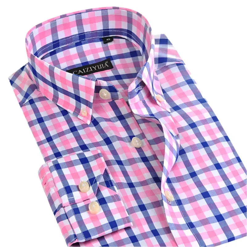 Men's Casual Cotton Checkered Shirt - Plaid Long Sleeve Button Down Shirt for Everyday Wear, Outdoor Activities & Office Style