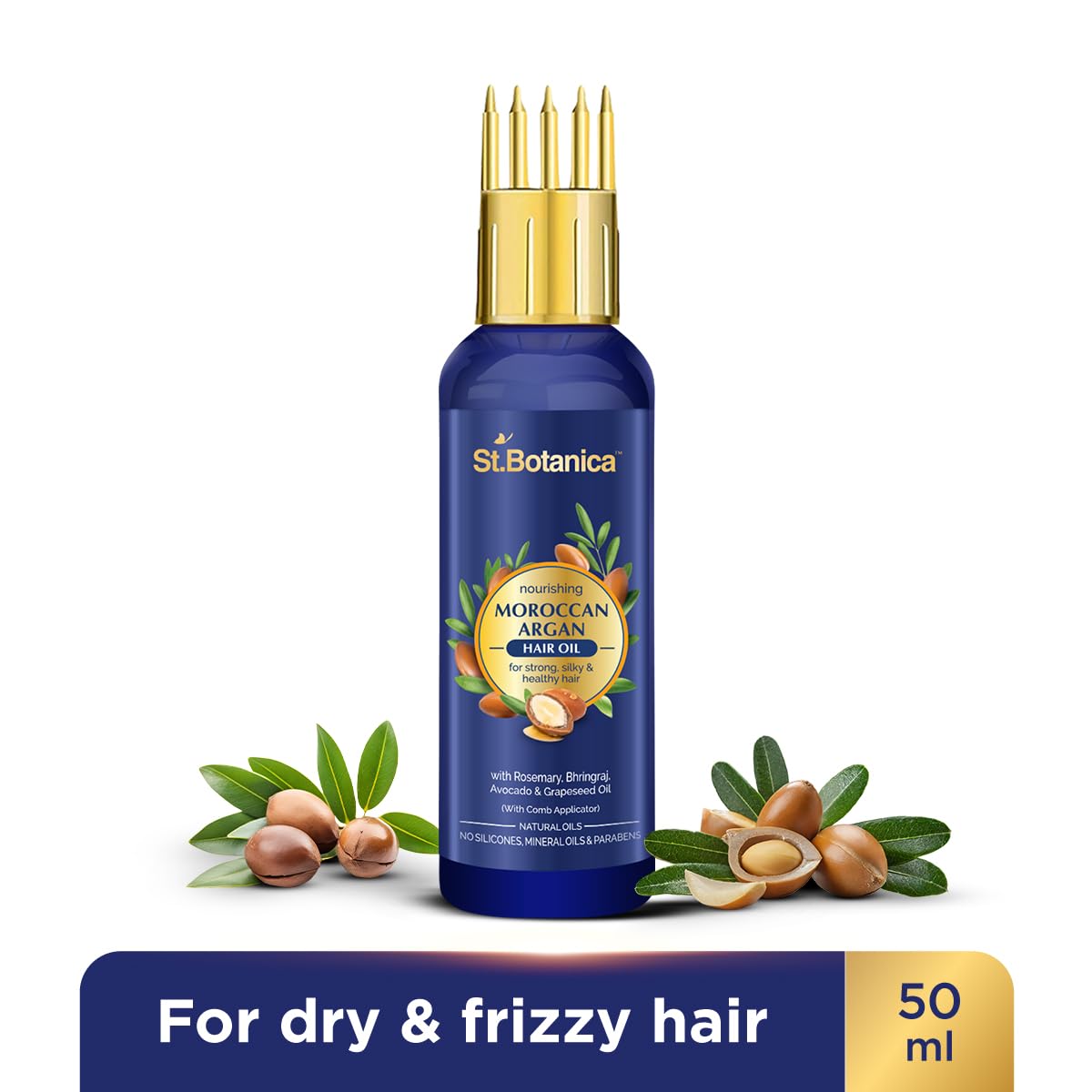 St.Botanica Moroccan Argan Hair Oil with Castor Oil, Rosemary & Olive Oil - Hair Growth Treatment for Dry, Damaged Hair | Strengthens & Nourishes | Paraben & Mineral Oil Free | Perfect for Daily Hair Care & Styling