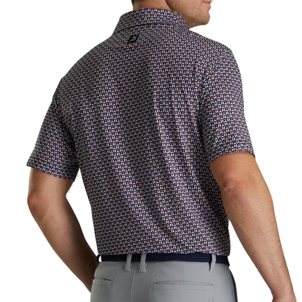 FootJoy Half Moon Geo Men's Golf Polo Shirt - Moisture Wicking, UV Protection & Stylish Design for Comfortable Golfing & Outdoor Activities
