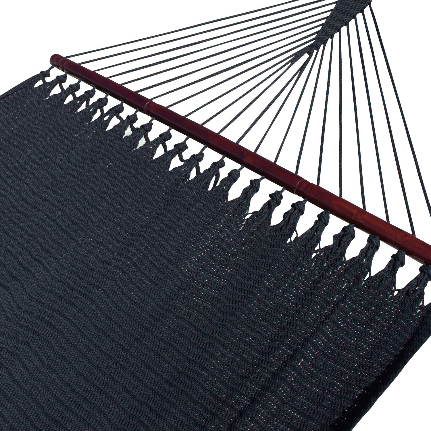 Premium Double Caribbean Hammock - Extra Wide 48 Inch Outdoor Hammock - Soft-Spun Polyester for Maximum Comfort - Perfect for Backyard, Beach & Camping (Black)