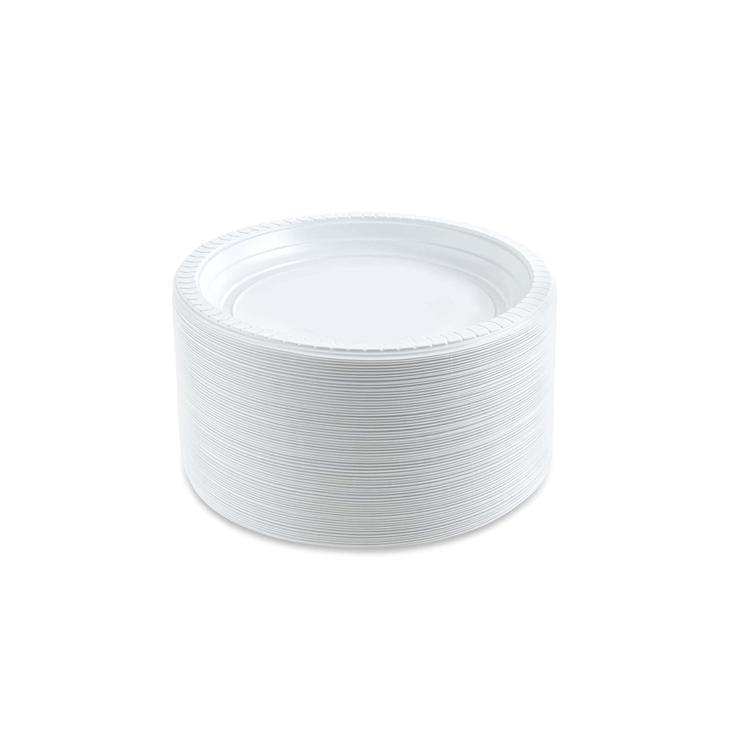 PLASTICPRO 6 Inch Round Plastic Plates - 200 Pack, Microwave Safe & Disposable Dinner Plates, White - Perfect for Parties, Picnics, BBQs & Family Gatherings