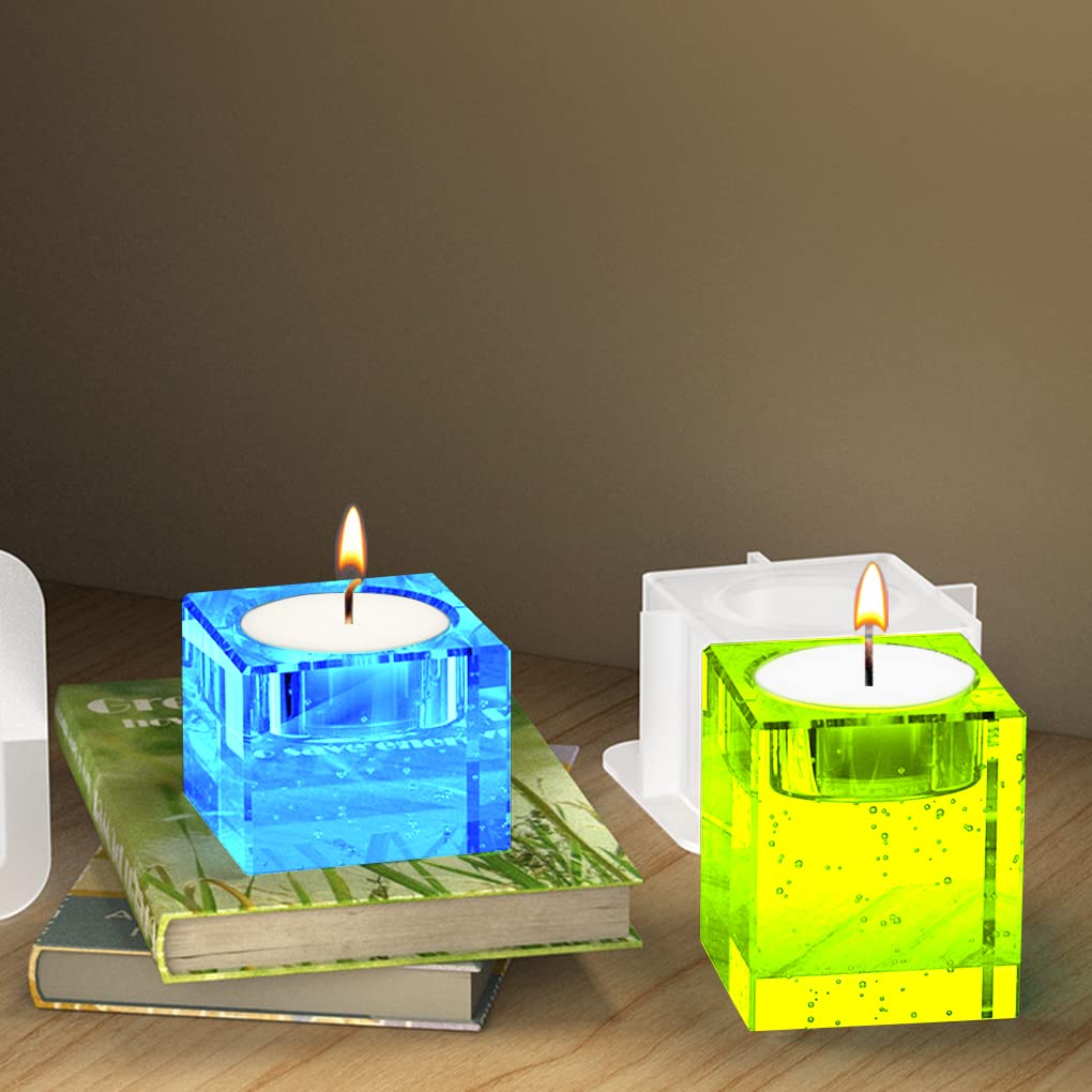 FineInno 3-Size Square Tealight Candle Holder Resin Molds - Rectangle Silicone Candle Making Molds for DIY Epoxy Resin Casting - Perfect for Home Decor, Wedding Centerpieces & Craft Projects