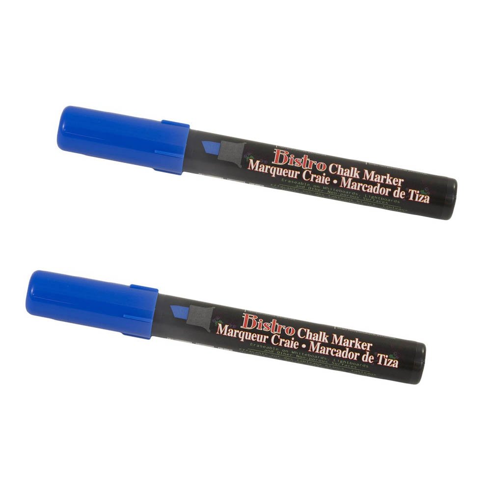 Dustless Erasable Chalk Markers with Chisel Tip - Non-Toxic Liquid Chalk for Whiteboards, Glass & Windows - Vibrant Blue (2-Pack) - Perfect for Restaurants, Classrooms & DIY Projects