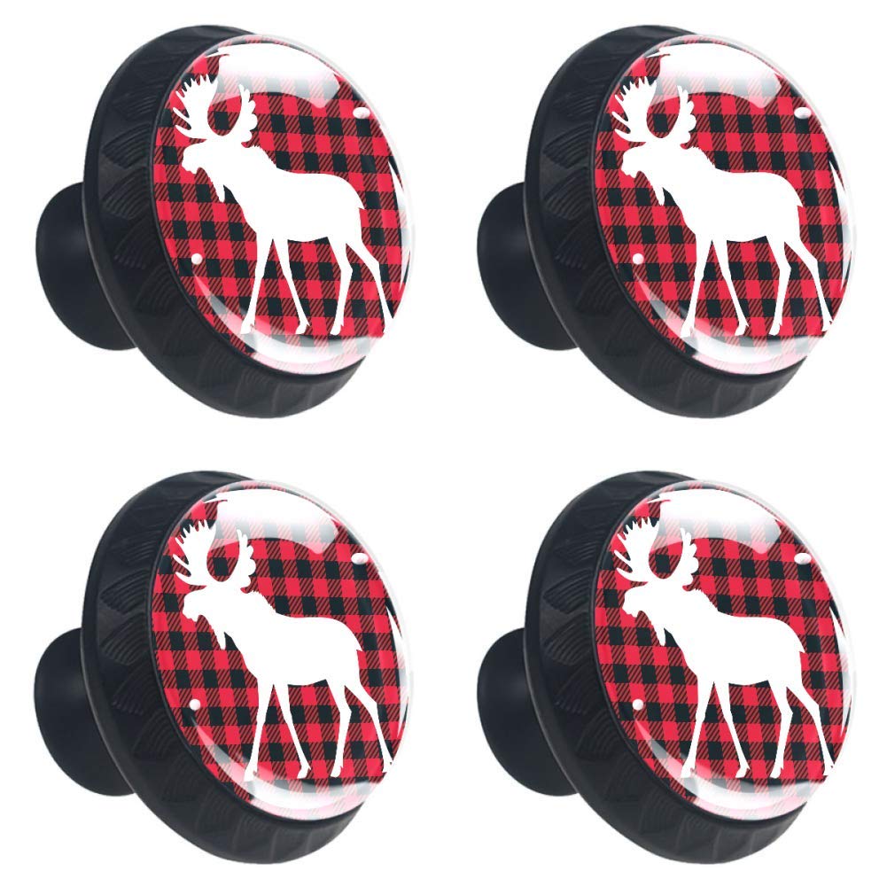4 Pcs Lumberjack with Moose Cabinet Knobs - Unique Drawer Pull Handles for Kitchen & Bathroom - Rustic Dresser Hardware for Cabinets, Wardrobes & Furniture Makeover