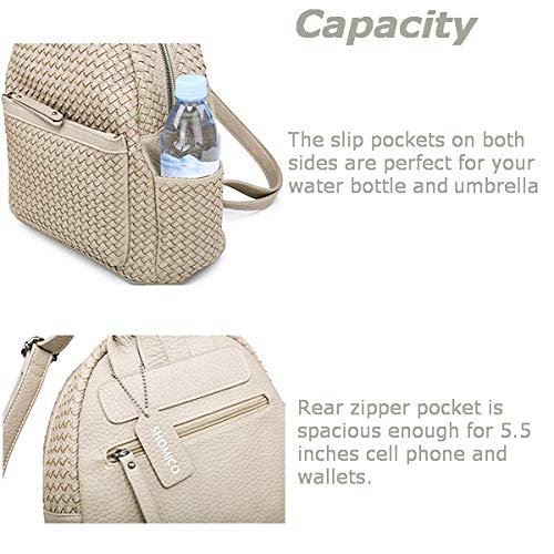 Stylish Woven Backpack for Women - Trendy Large Beige Daypack Purse, Fashionable Travel Backpack for Work, School & Vacation Outfits | Perfect for Commuting, College & Weekend Getaways