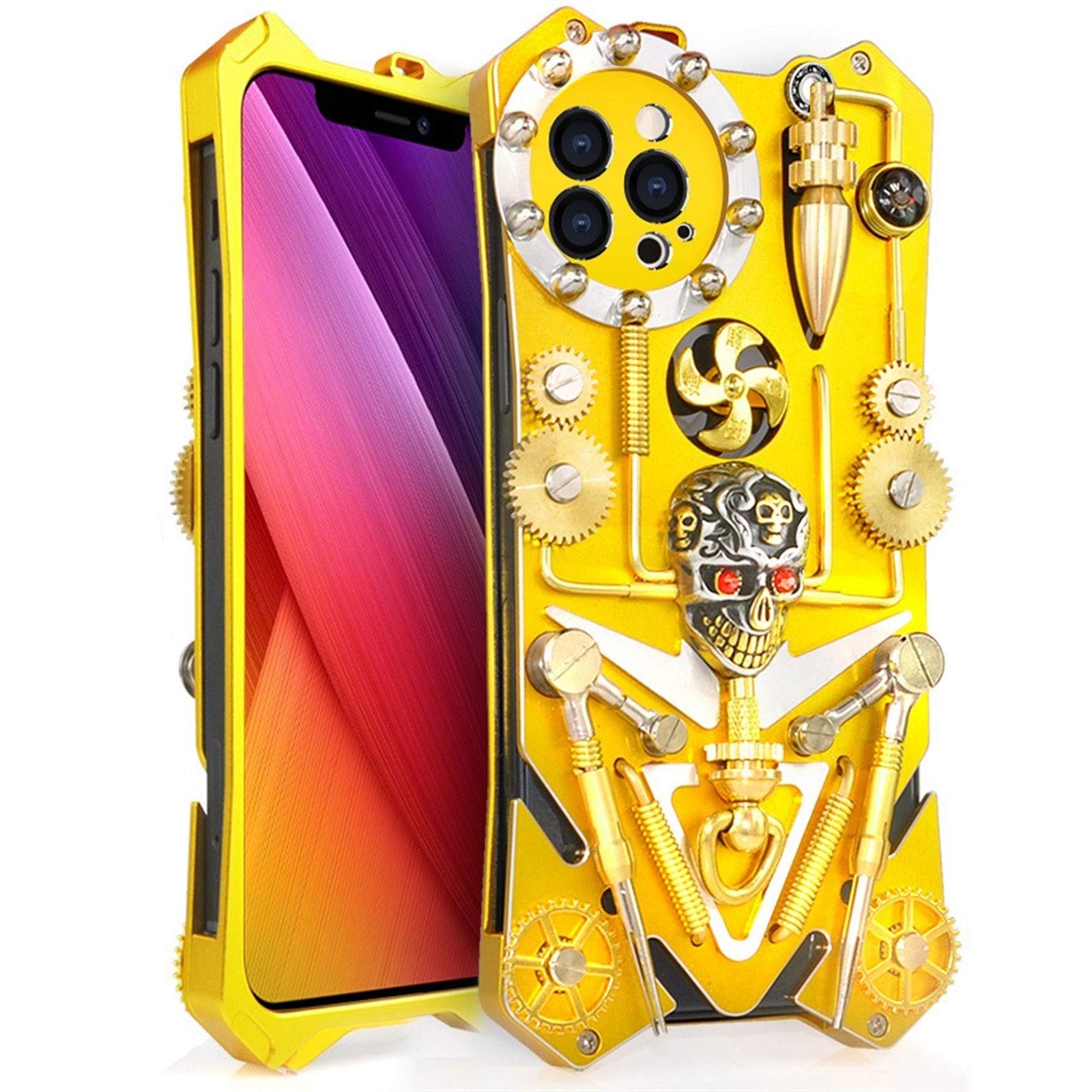 LTZ Smisan Shockproof iPhone 12/12 Pro/12 Pro Max Case - Rotating Skull Skeleton Design Protective Cover | Durable Protection for Everyday Use, Gaming & Outdoor Activities