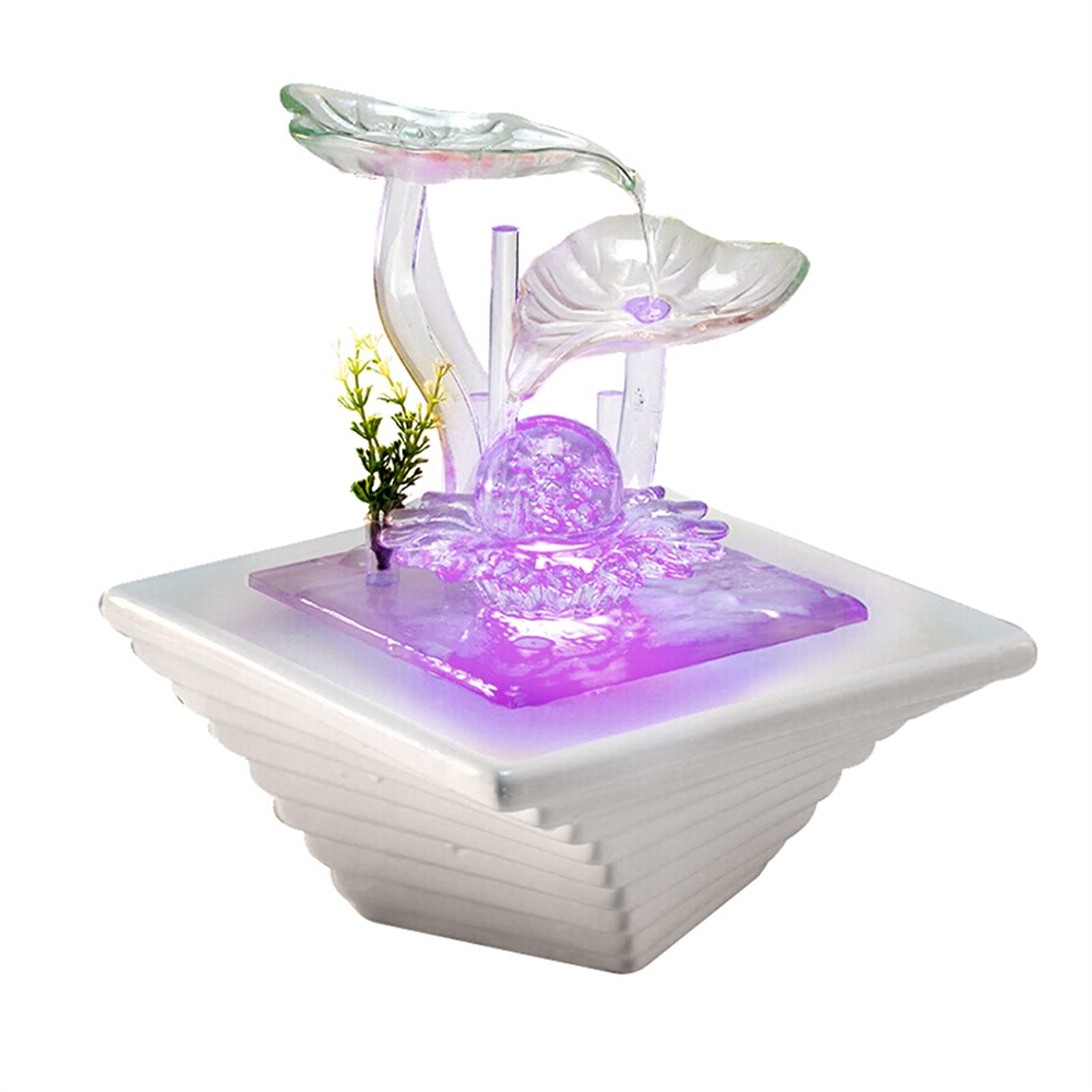 Relaxing Desktop Water Fountain with LED Lights & Natural Sounds - Indoor Tabletop Waterfall Feature for Home, Office Décor | Perfect for Meditation, Yoga, and Stress Relief