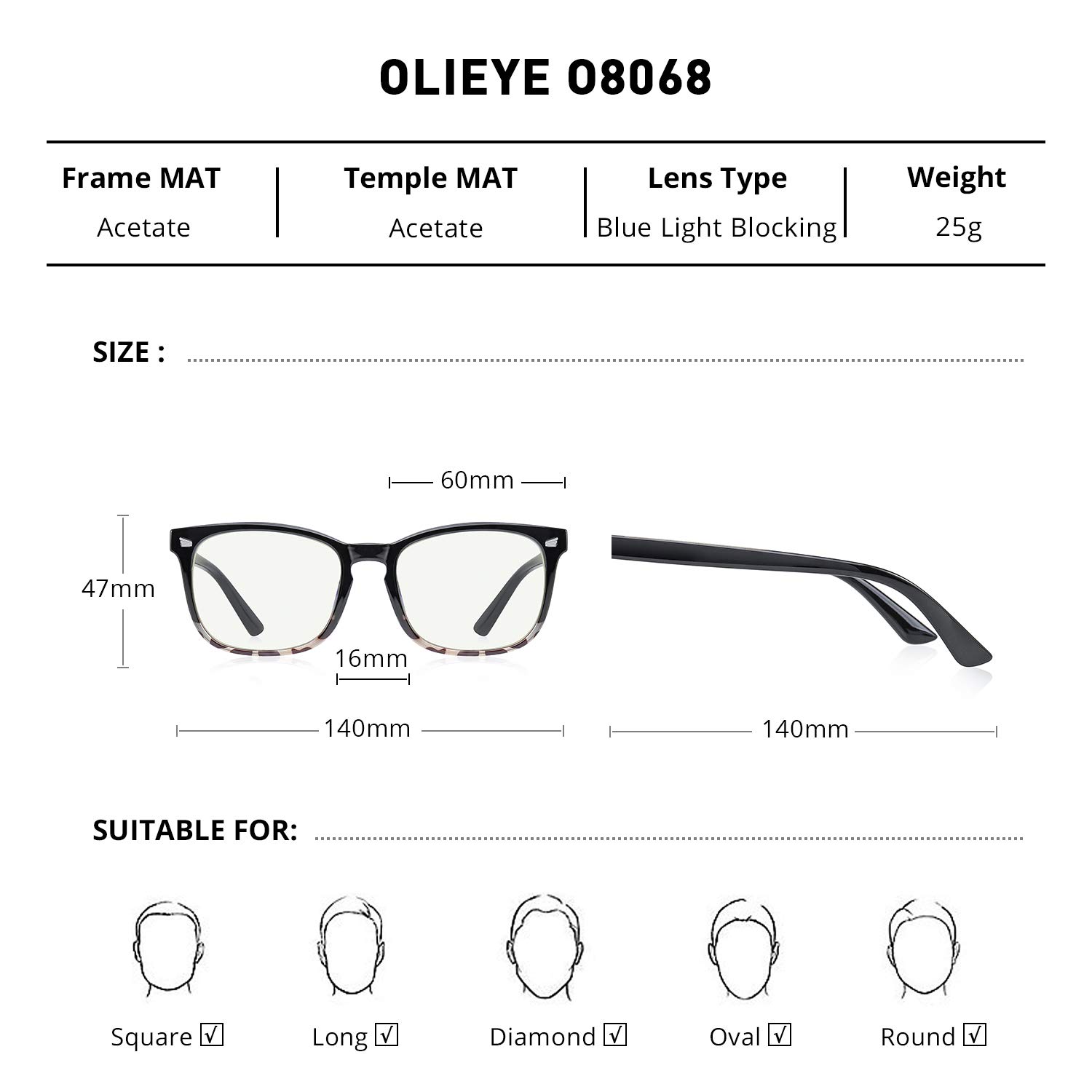 Blue Light Blocking Glasses for Computer & Gaming - Anti Eye Strain (Black)