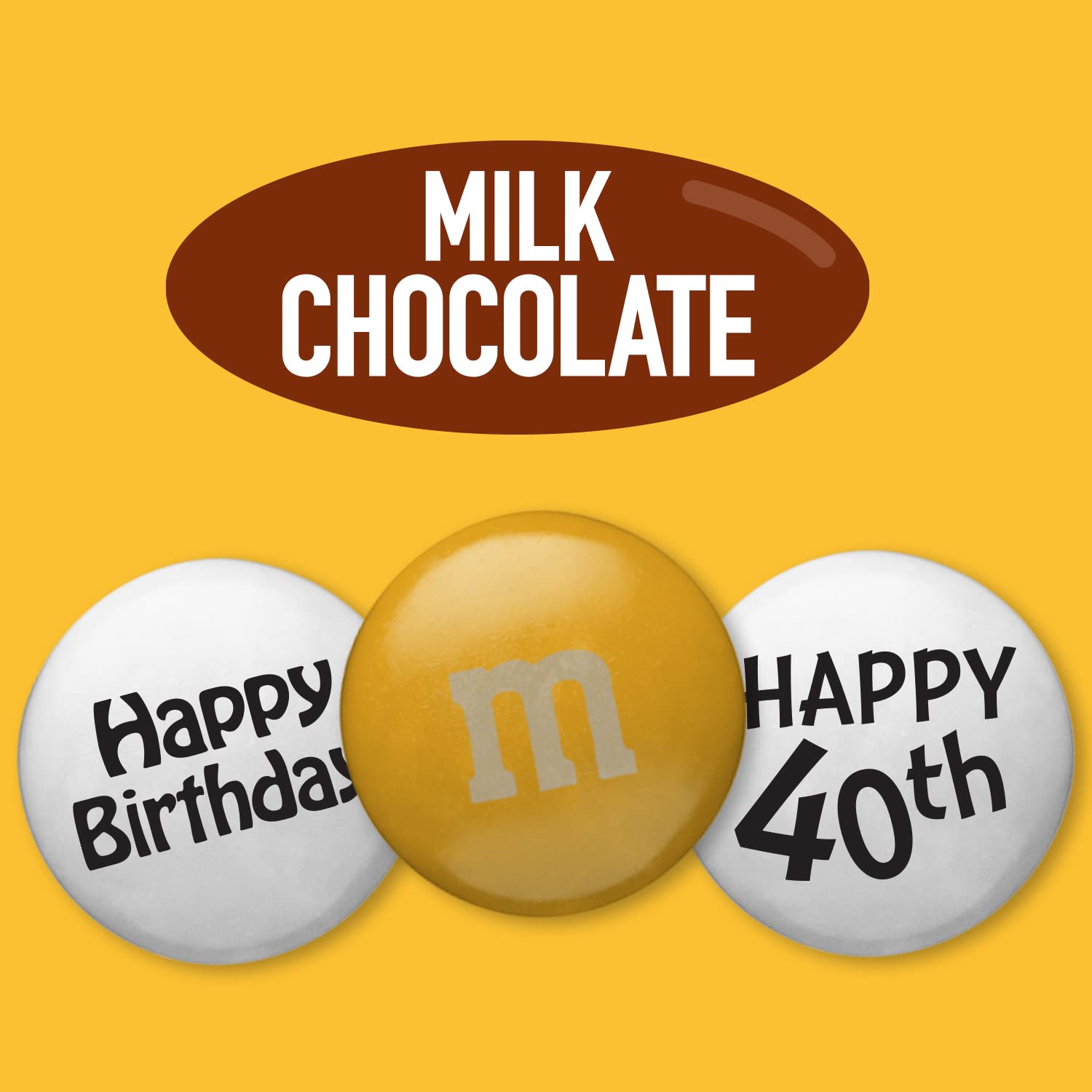 M&M'S Milk Chocolate Bulk Candy - 5lb Happy 40th Birthday Party Supplies with Printed Clipart | Perfect for Birthday Gifts, Cupcake Toppers, Over The Hill Decorations, Cake Decor & Party Favors | Great for Birthday Celebrations, Office Events & Family Gatherings