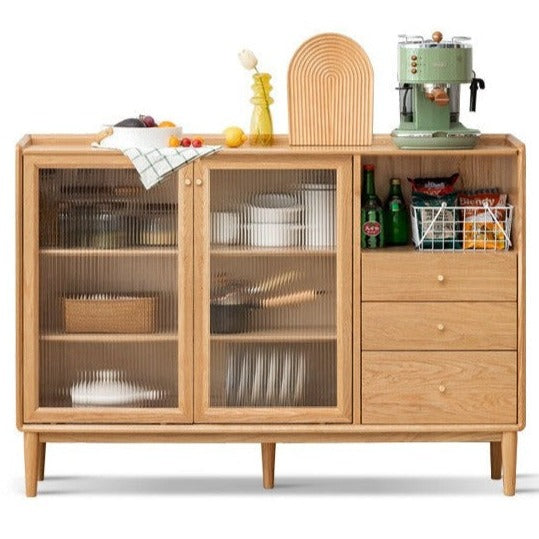 Premium Solid Wood Sideboard with Sliding Doors - Oak, Ash, Black Walnut & Cherry Options - Perfect for Dining Room Storage & Living Room Organization