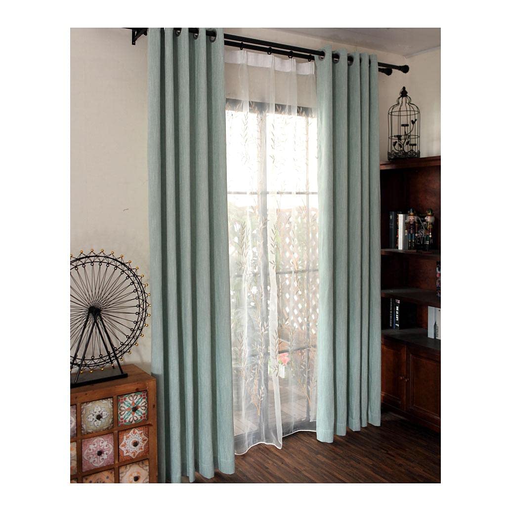 FFKL Custom Blackout Chenille Jacquard Curtains for Bedroom & Living Room - Elegant Window Treatments with Top Grommets, 1 Panel (Blue, 55x69 inches) - Perfect for Home Decor, Light Blocking & Privacy