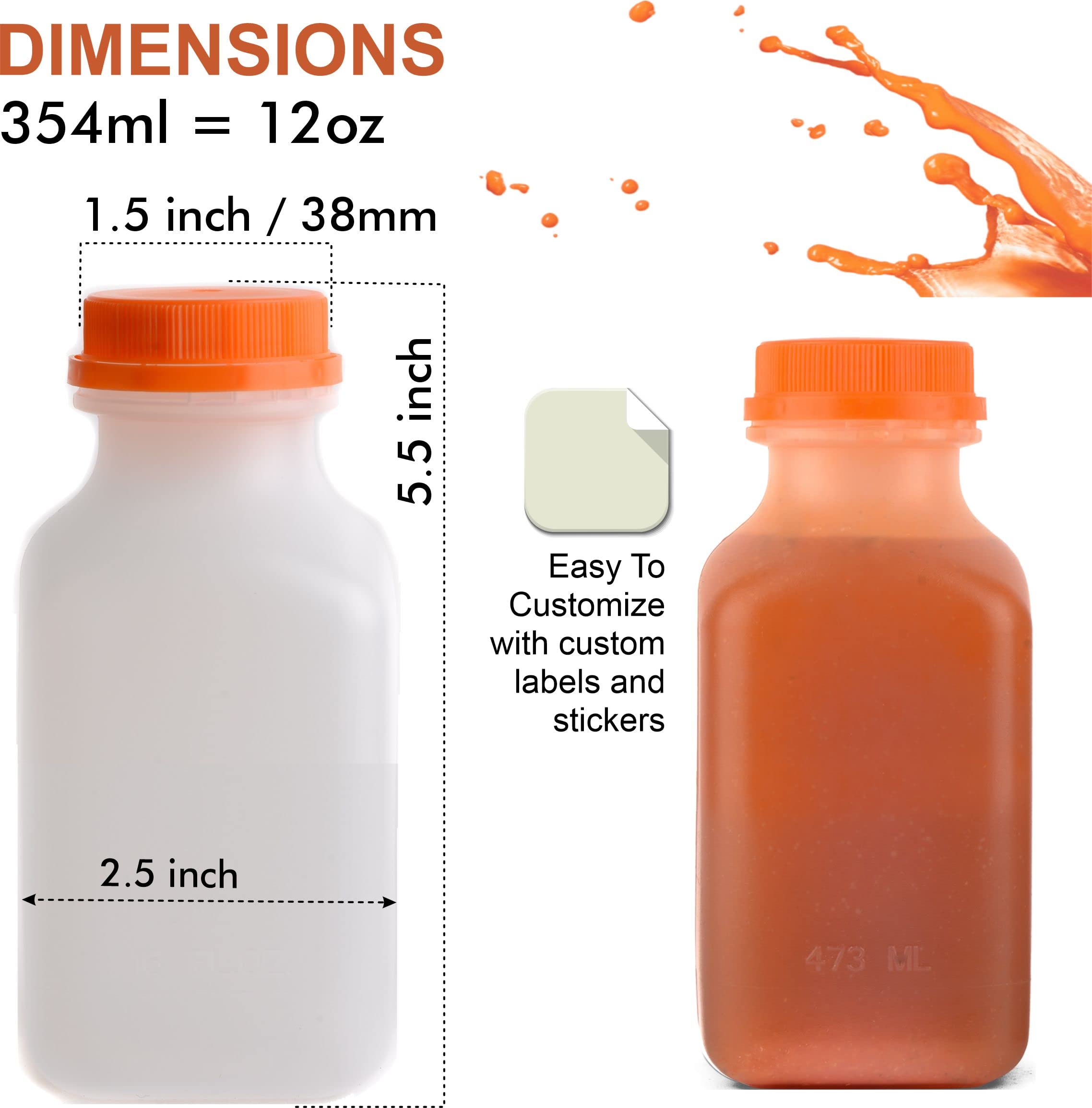 EcoQuality 12oz Empty Plastic Juice Bottles with Tamper Evident Caps - BPA-Free Smoothie & Beverage Containers for Juicing, Meal Prep, Picnics & Travel (Pack of 150) | Perfect for Home Brewing, DIY Drinks & Commercial Use