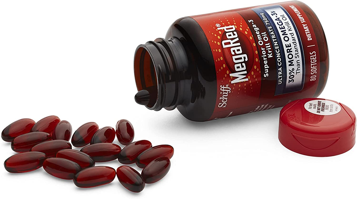 MegaRed Ultra Strength Krill Oil Omega 3 Supplement 750mg – EPA & DHA Heart Health Support with Antioxidant Astaxanthin | 80 Softgels (Pack of 3) | No Fishy Aftertaste | Supports Joint & Brain Function | Perfect for Active Lifestyles & Daily Wellness