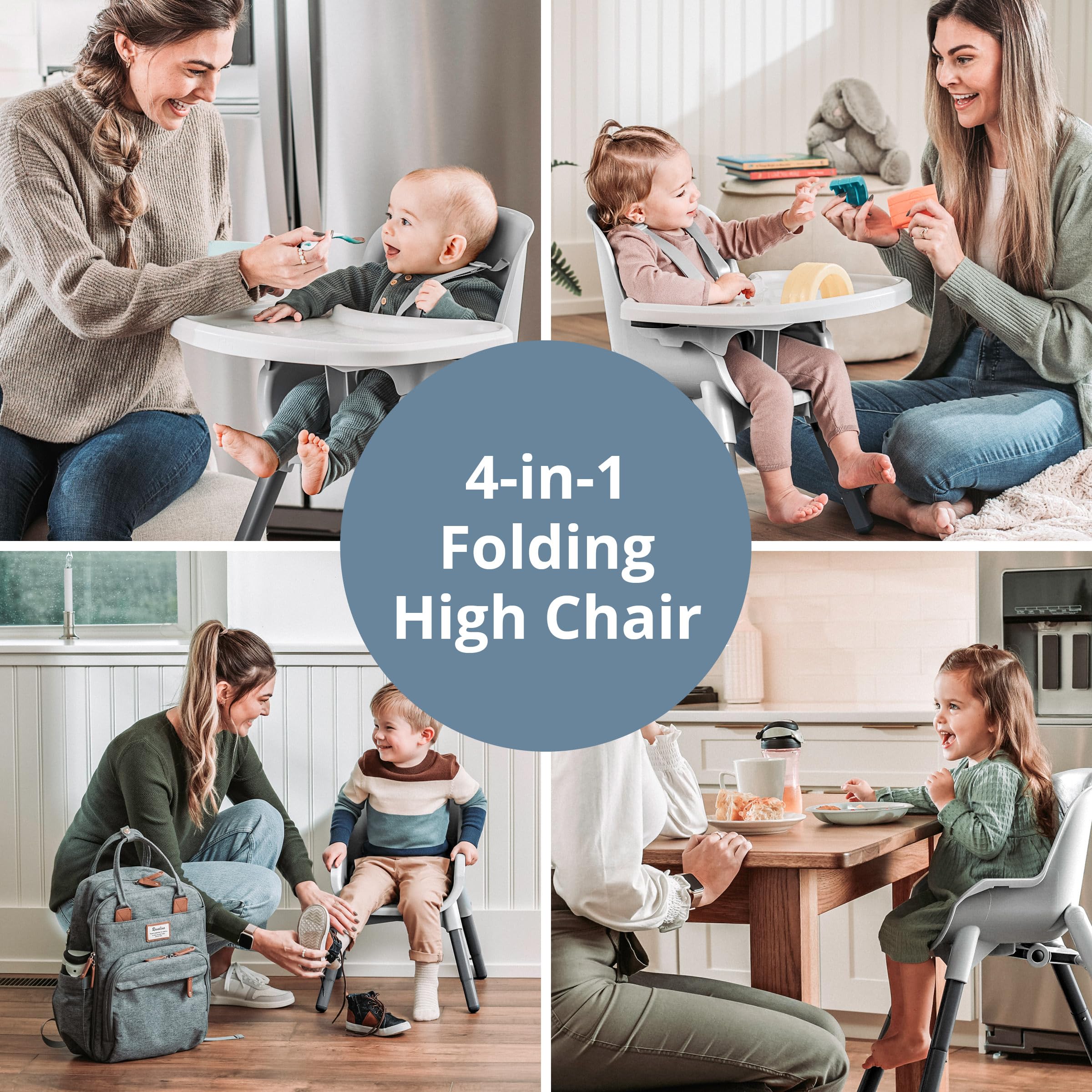 Chicco Zest 4-in-1 Convertible High Chair - Adjustable Toddler Feeding Chair & Youth Stool with Easy Clean Fabric | Space Saving Foldable Design | Perfect for Dining, Kitchen & Travel | Capri Blue