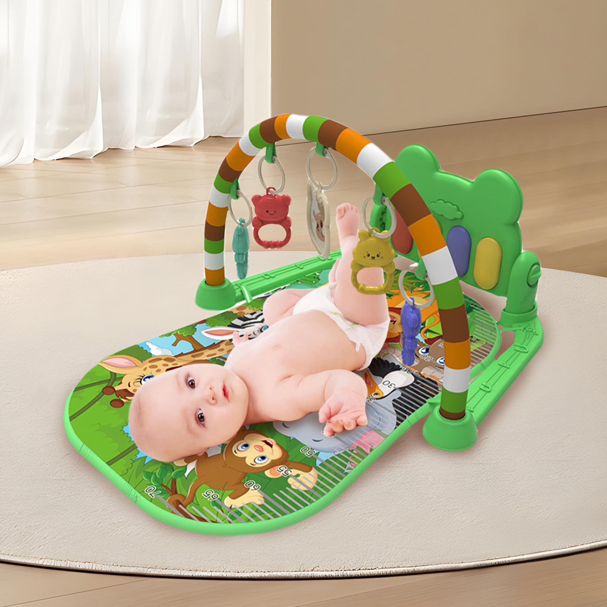 **Baby Play Mat with Music & Lights - Sensory Crawling Activity Gym for Infants 0-36 Months | Detachable Piano Kick Pad, Educational Playmat for Tummy Time & Early Development | Perfect for Nursery, Daycare & Playroom**
