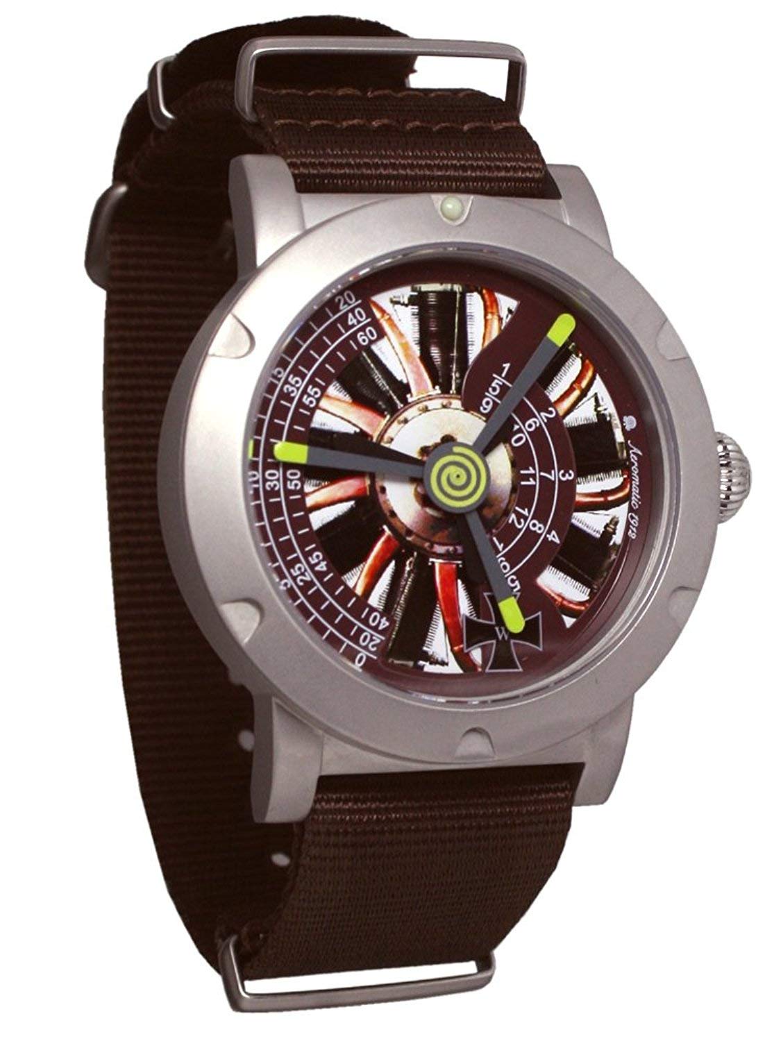Aeromatic A1398 Double Triphase Propeller Watch - Vintage Pilot Aviation Timepiece for Men, Waterproof Military Style Wristwatch - Perfect for Aviation Enthusiasts, Outdoor Adventures & Collectors