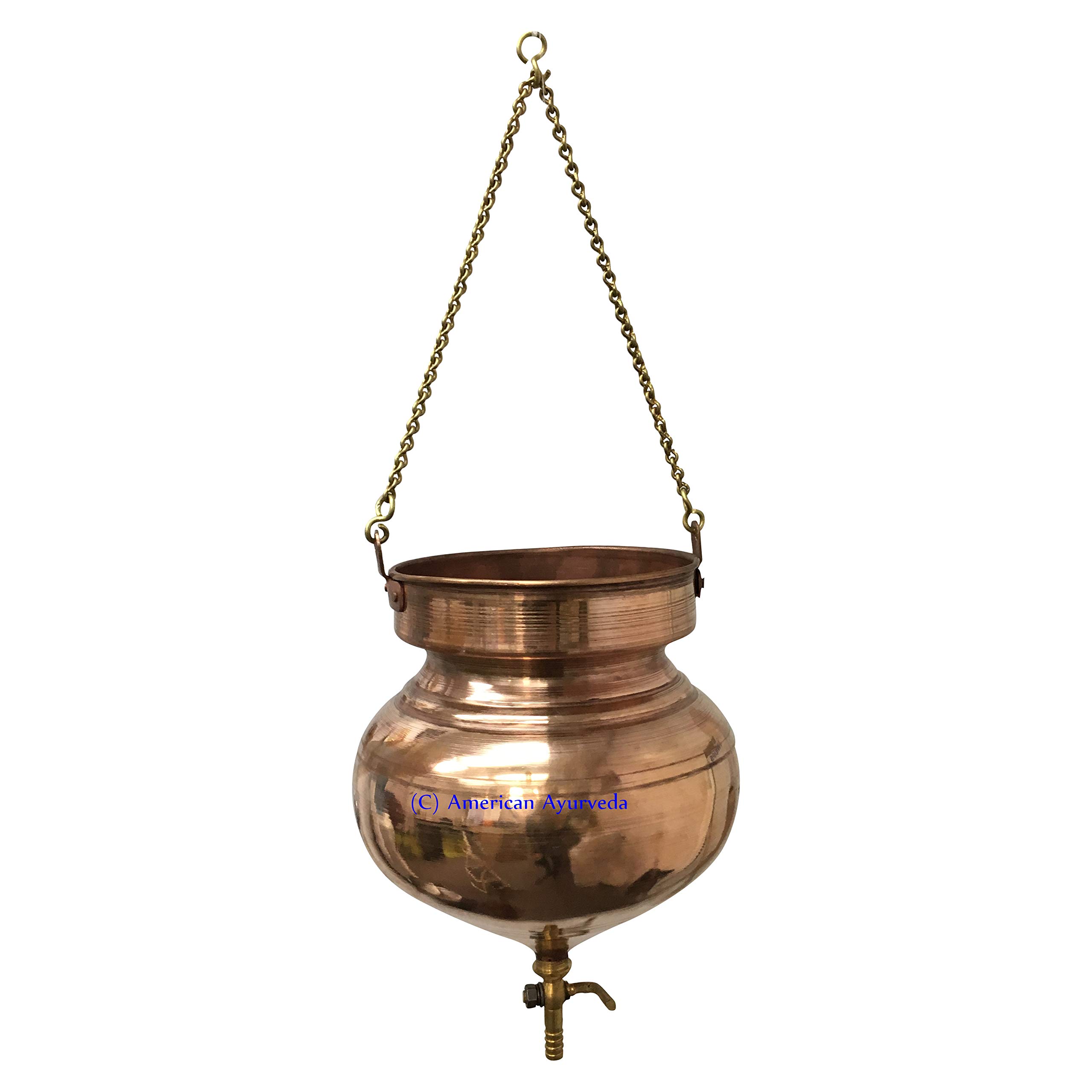 Extra Large Pure Copper Shirodhara Pot with Control Valve & Brass Chain - Ayurvedic Massage Equipment for Panchkarma, Abhyanga, Sodhana, Basti & Nasya | Perfect for Spa, Wellness Centers & Home Ayurvedic Therapy