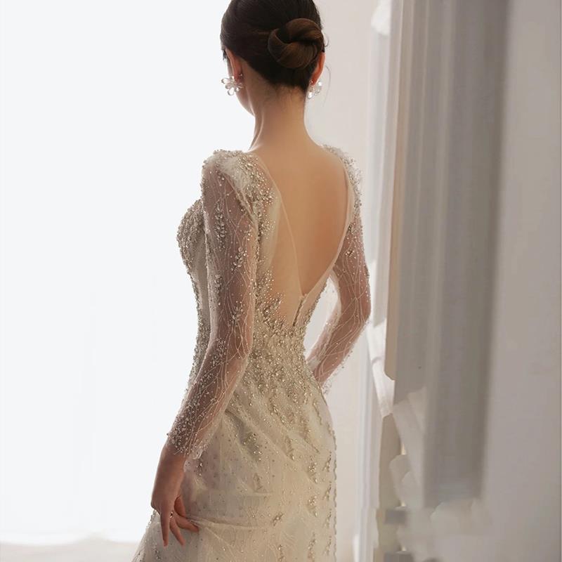 Elegant Long Sleeve Mermaid Sequin Prom Dress - Sparkly Evening Gown for Wedding, Homecoming & Special Occasions - Size 34
