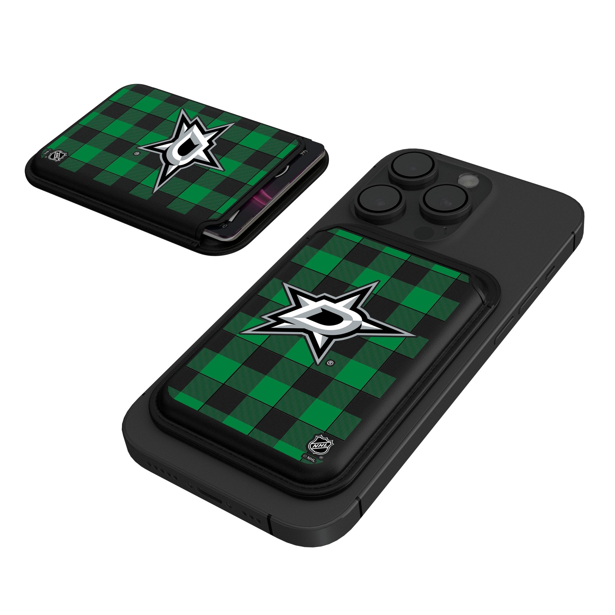 Dallas Stars Plaid Black Magnetic Credit Card Holder Wallet - Slim RFID Blocking for Men & Women - Perfect for Sports Fans, Travel & Everyday Use