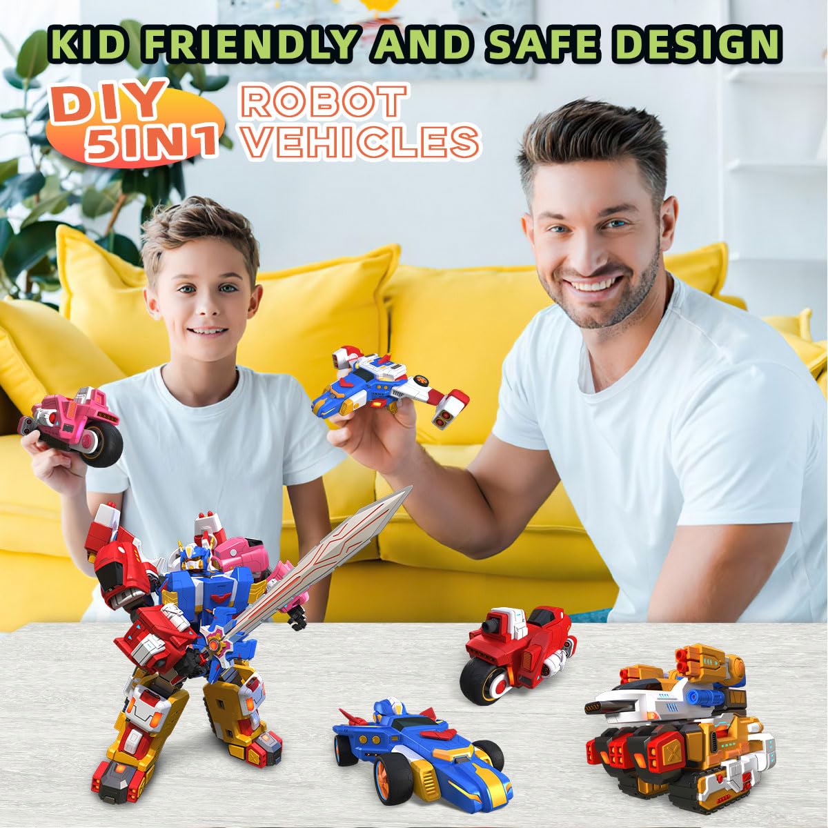Wenbeier 5-in-1 Transforming Robot Toy Car Set - 10