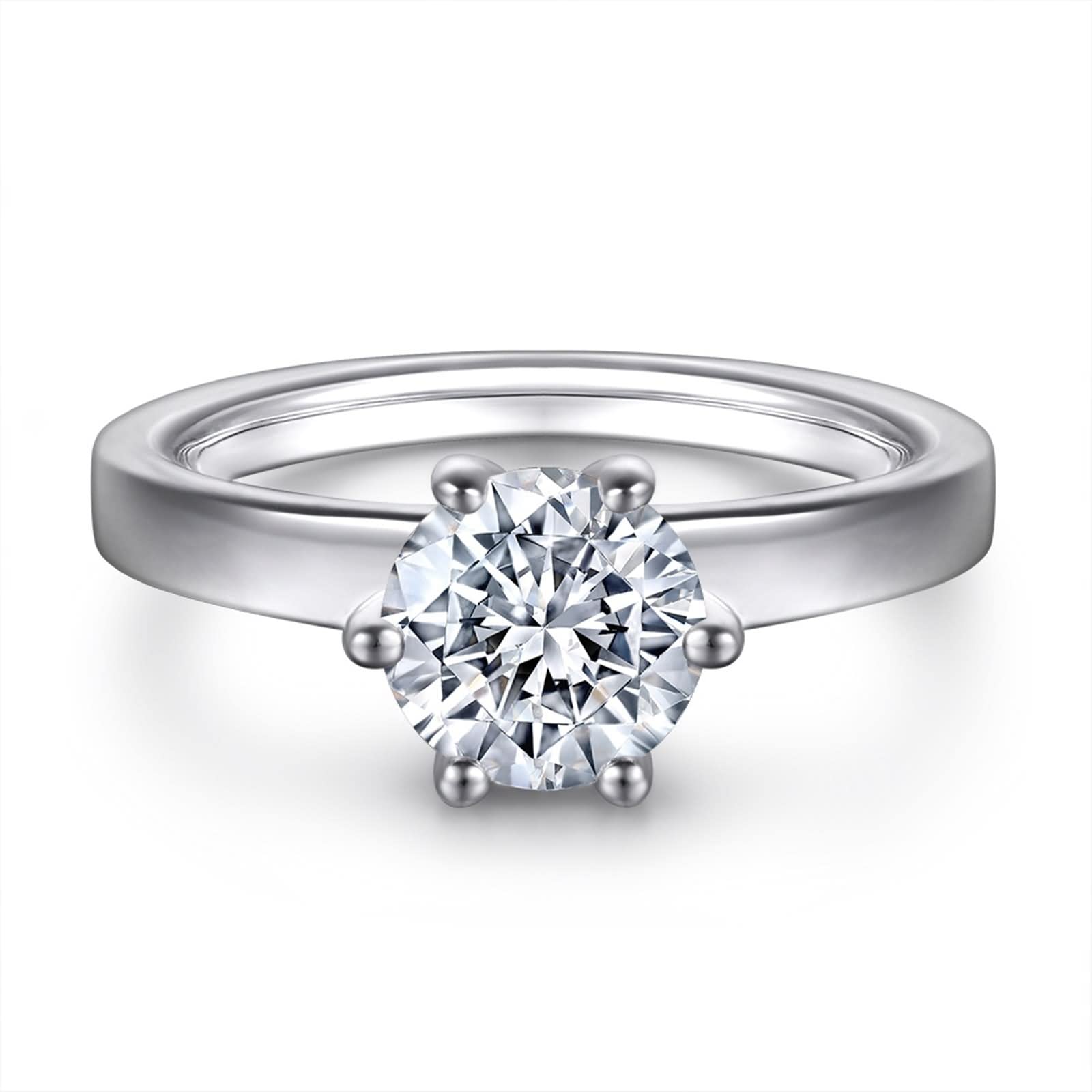 925 Sterling Silver Rings for Women - 6 Prong Cubic Zirconia Engagement Ring Set, Dainty Stackable Wedding Band, Anniversary & Birthday Gift Jewelry (Perfect for Proposals, Date Nights & Special Occasions)