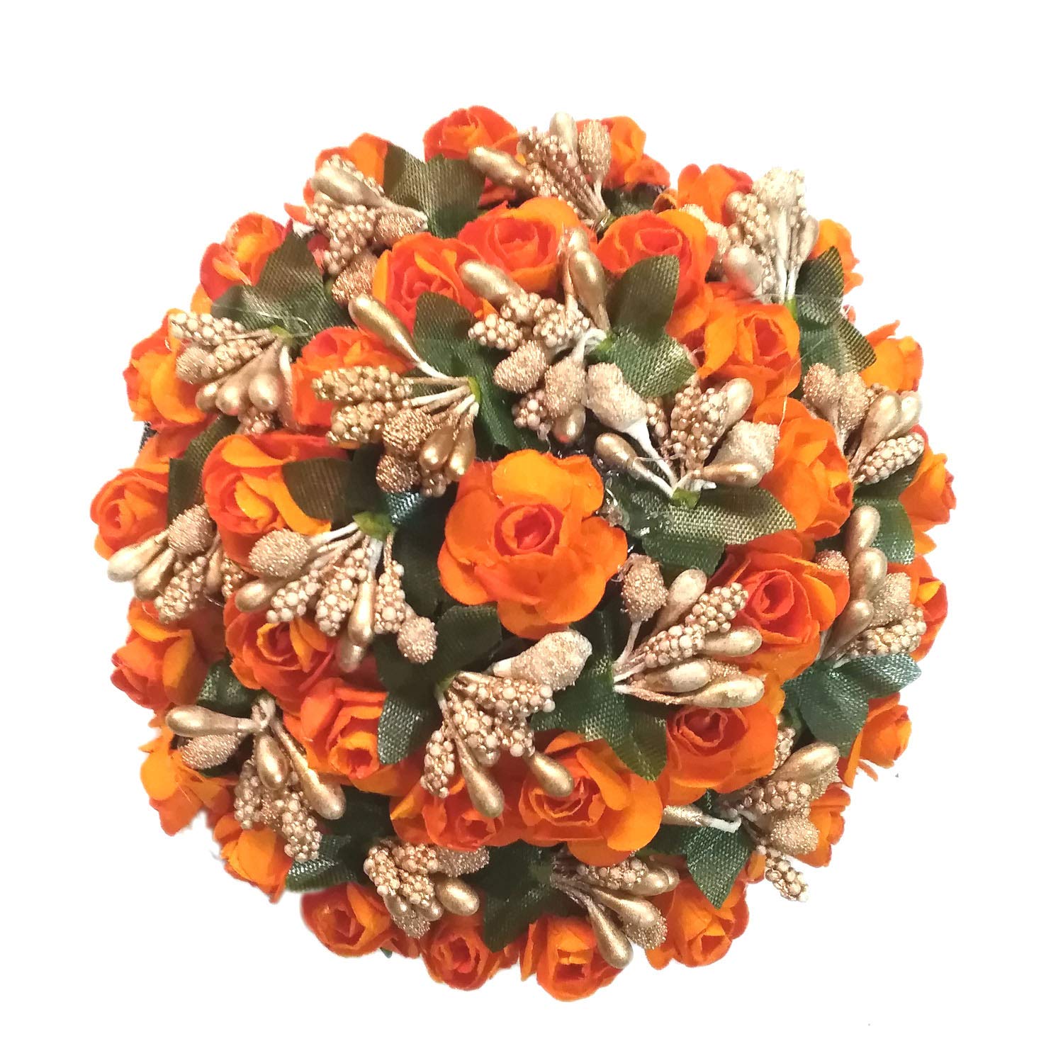 GuruEmbellish Women's Hair Accessories - Multicolor Juda Maker Gajra Hair Jewelry (Red-Golden) for Weddings, Parties & Indian Festivals