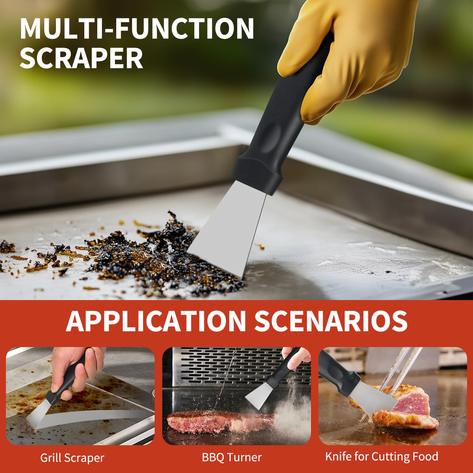 **3-Pack Pumice Stone Grill Cleaning Blocks for Blackstone Griddle – Heavy Duty BBQ Scraper with Handle – Perfect for Flat Top Griddles, Outdoor Cooking & Camping**