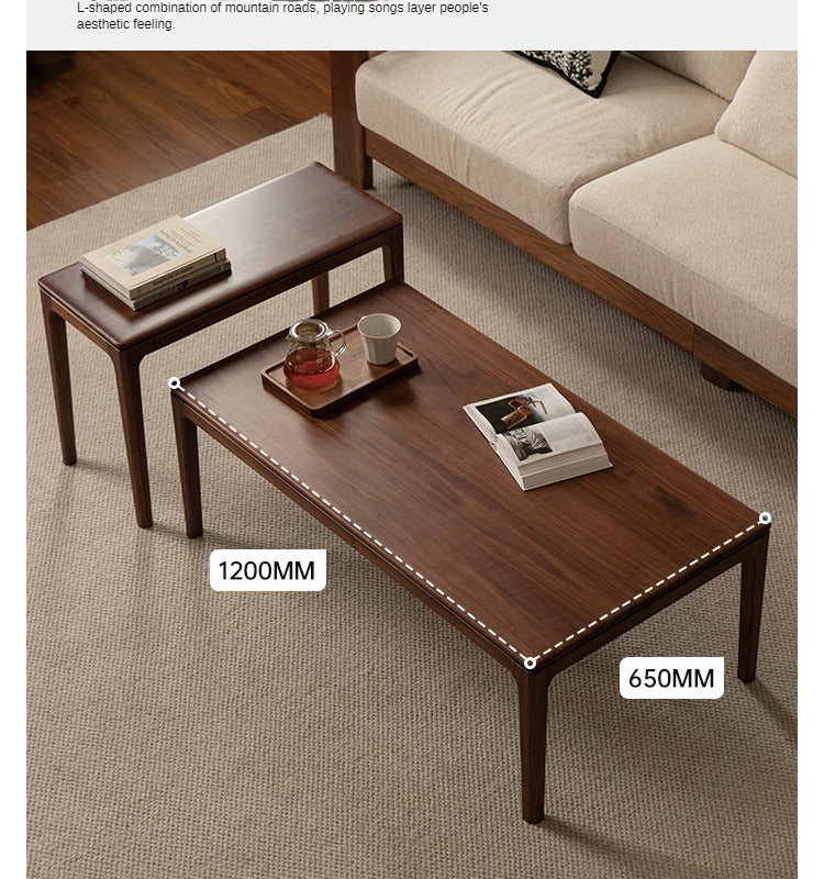 Premium Black Walnut, Ash & Oak Solid Wood Coffee Table - Modern Rustic Living Room Furniture for Home Decor & Entertaining