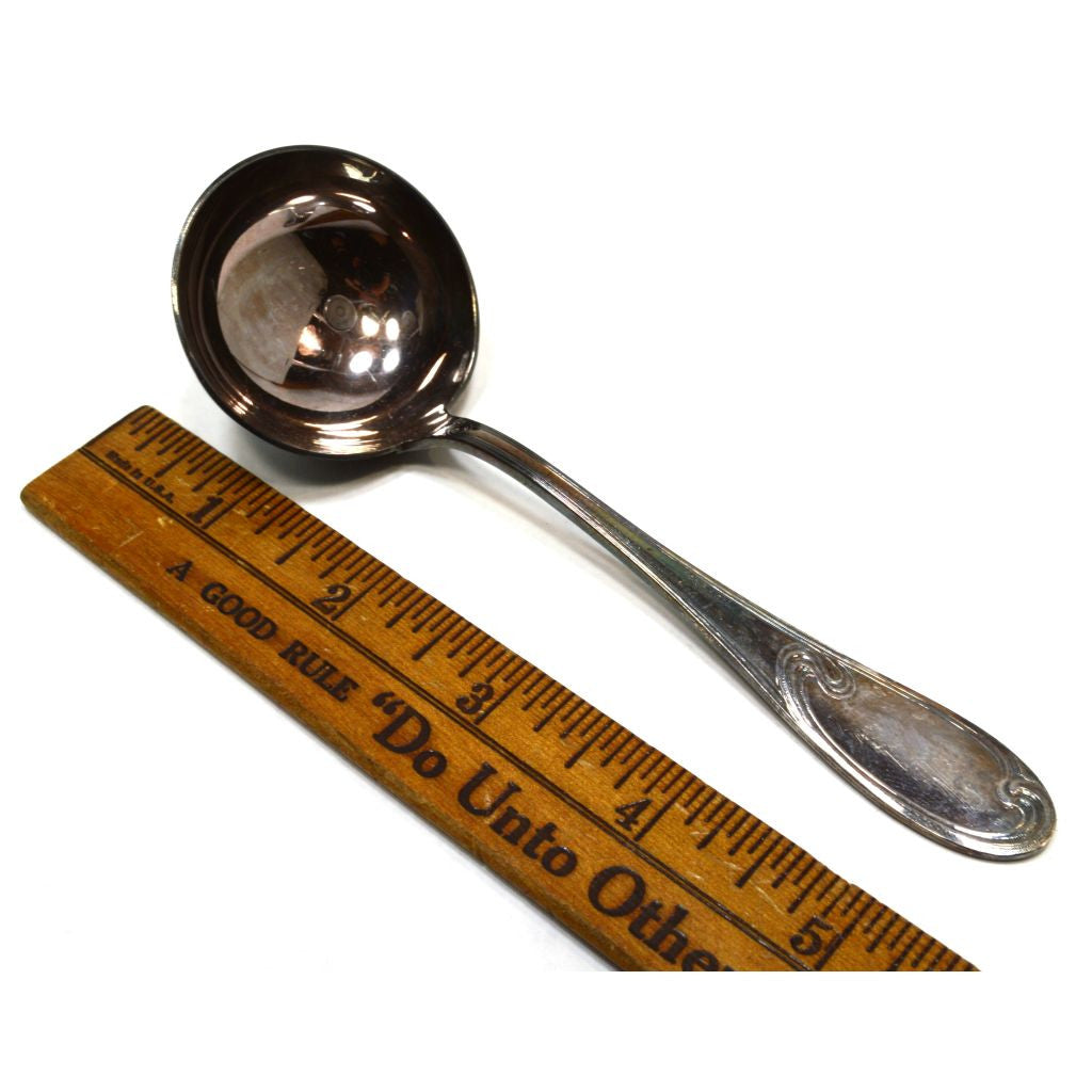 Vintage ERCUIS Silver Plated French Soup Ladle - Elegant Wave Pattern Flatware for Fine Dining & Antique Collectors | Perfect for Formal Dinner Parties, Tea Sets & Vintage Tableware Displays