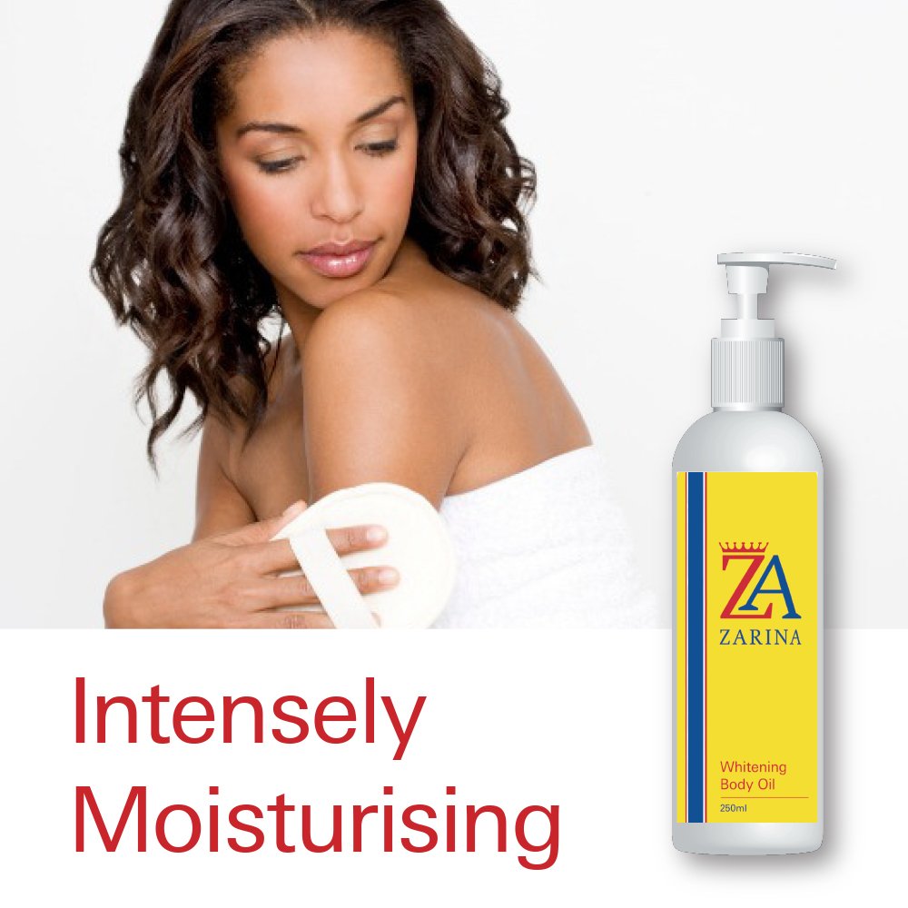 Zarina Whitening Body Oil for Dry Rough Skin - Brightens Dark Knees & Elbows | Hydrating Moisturizer for Smooth Soft Skin | Perfect for Daily Skincare & Nighttime Routine