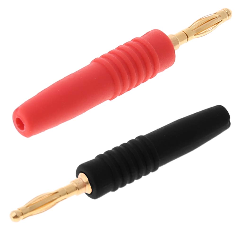 10pcs 2mm Solder Type Male Banana Plug Connectors - Red & Black Speaker Wire Terminals for Audio Equipment, Guitar Amps, and Home Theater Systems
