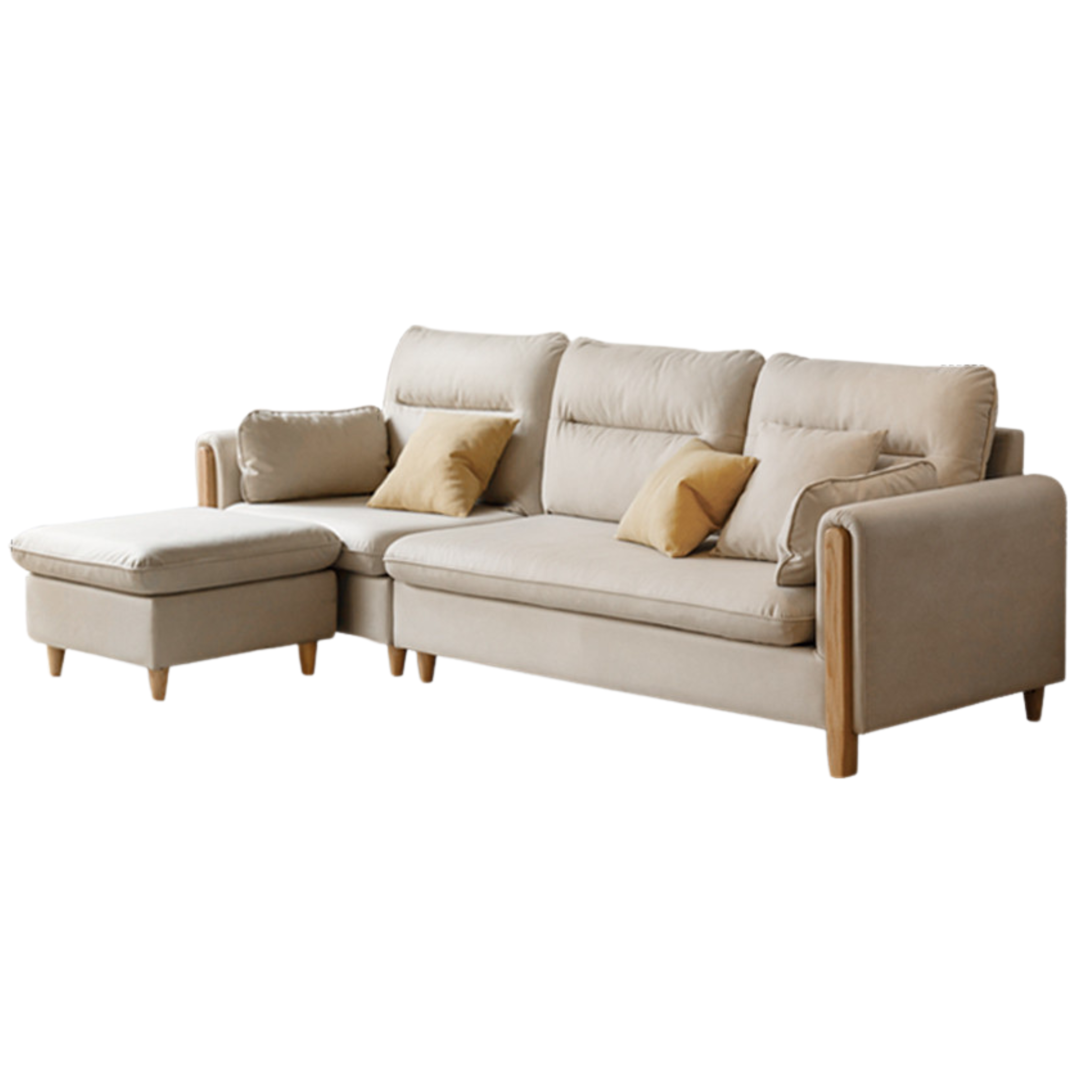 Premium Oak Solid Wood Luxury Fabric Sofa - Elegant & Durable Living Room Furniture for Home & Office Decor