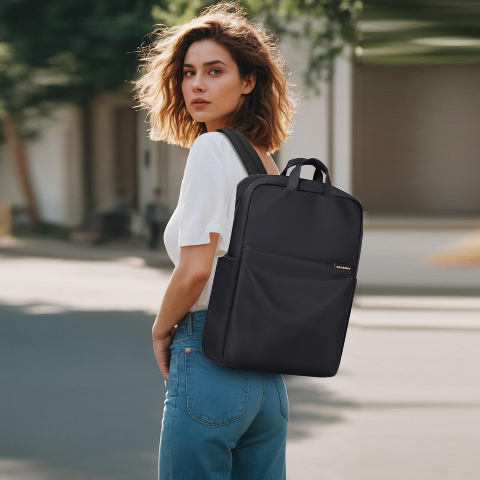GOLF SUPAGS Anti-Theft Slim Travel Laptop Backpack for Women - Durable 17-Inch Business Computer Bag & College Bookbag - Perfect for Work, School & Commuting (Black)