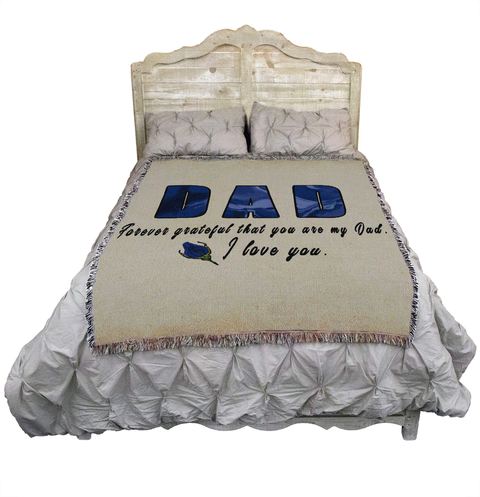 Forever Grateful You Are My Dad Cotton Woven Blanket - 72x54 Inch American-Made Throw - Perfect for Father's Day Gifts, Family Reunions & Cozy Living Room Decor