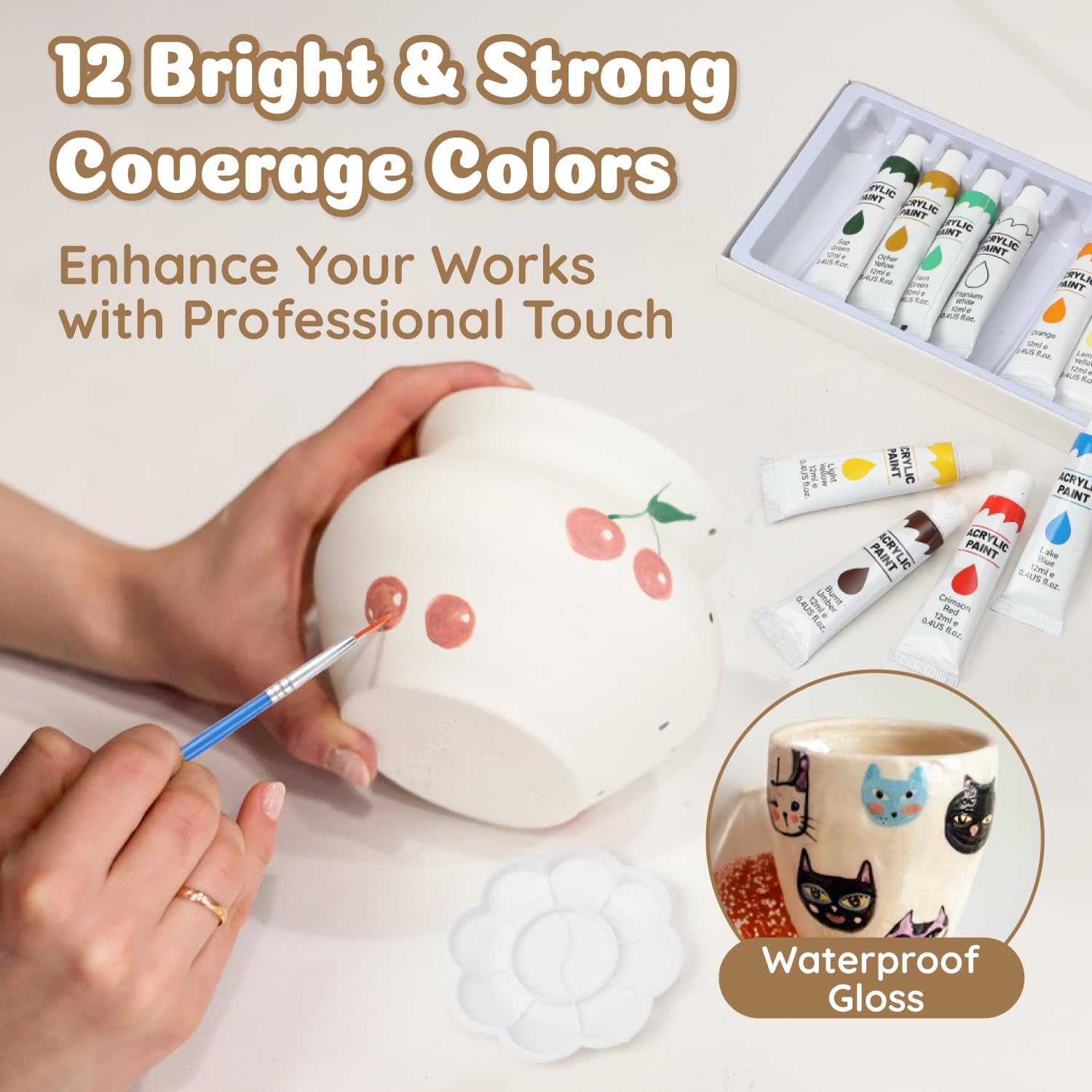 Air Dry Clay Kit for Adults & Beginners - White Modeling Clay with Sculpting Tools, Gloss Varnish & DIY Plate Making Supplies | Perfect for Pottery, Arts & Crafts Projects, Christmas Gifts & Home Decor