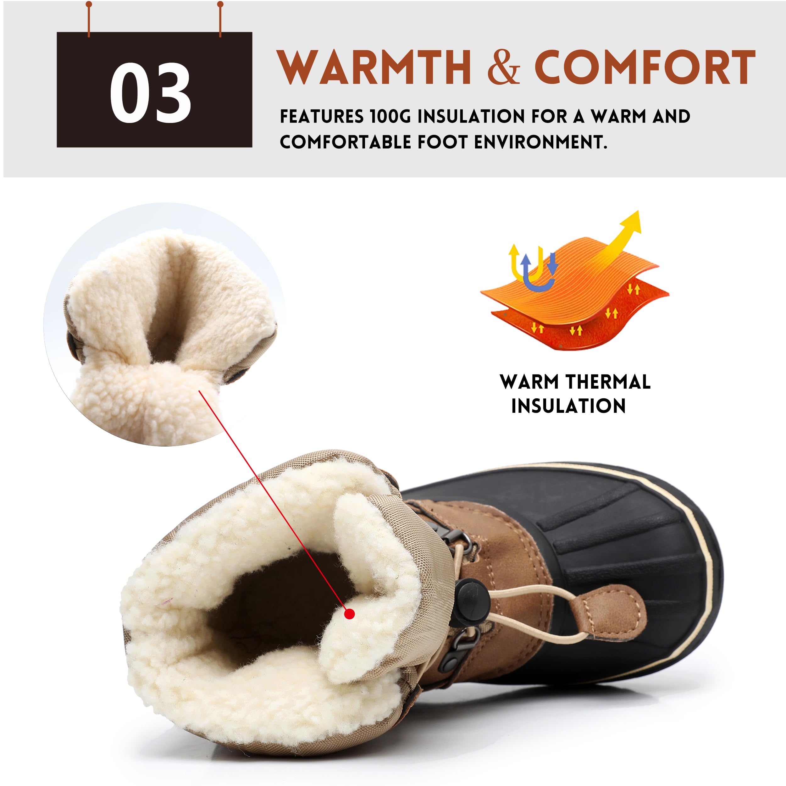 Ahannie Kids Winter Duck Boots for Boys & Girls - Waterproof Two-Tone Rain Boots for Toddler, Little Kid & Big Kid - Perfect for Outdoor Play, Puddle Jumping & Cold Weather Adventures
