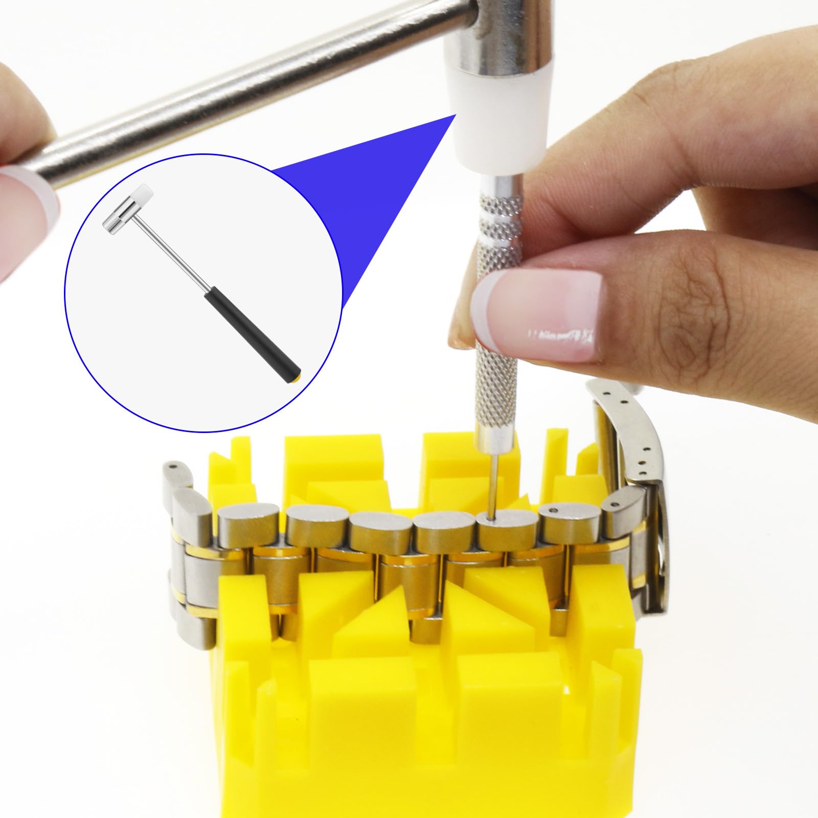 Dual Head Mini Hammer - 6.88 Inch Lightweight Plastic & Metal Jewelry Hammer for DIY Crafts, Watch Repair, Leatherworking, Woodworking & Instrument Tuning | Perfect for Home Workshops & Hobby Projects