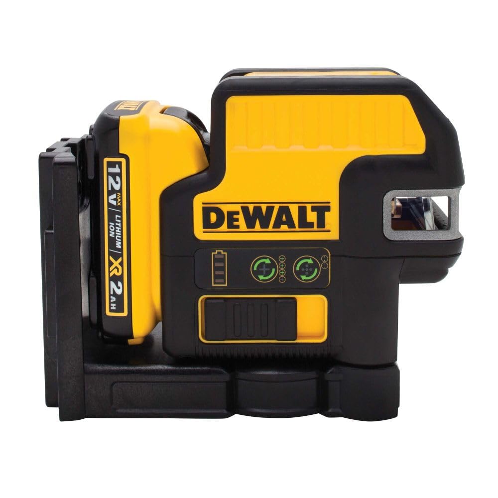 DEWALT DW0822LG 12V MAX Green Cross Line Laser Level with 2 Spot - Self-Leveling for Construction, Carpentry, and DIY Projects