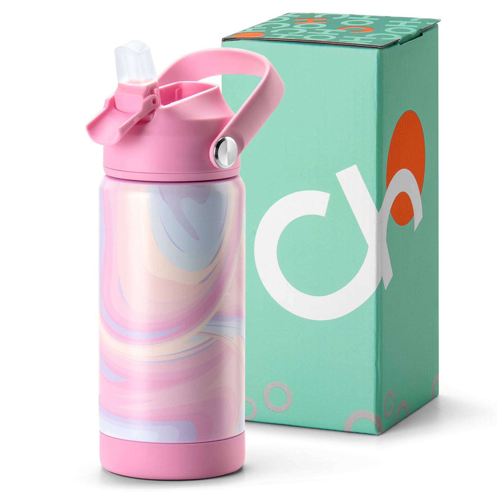 Choco Mocha Insulated Stainless Steel Water Bottle for Kids - 14Oz Leak-Proof School Water Bottle, BPA-Free & Double-Walled for Hot/Cold Drinks - Perfect for School, Sports & Outdoor Activities (Pink)
