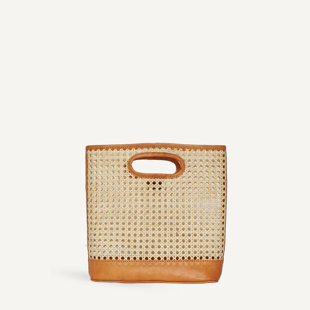 Bembien Nell Caramel Rattan Crossbody Bag - Stylish Handwoven Wicker Purse for Women | Perfect for Beach, Travel, and Everyday Use