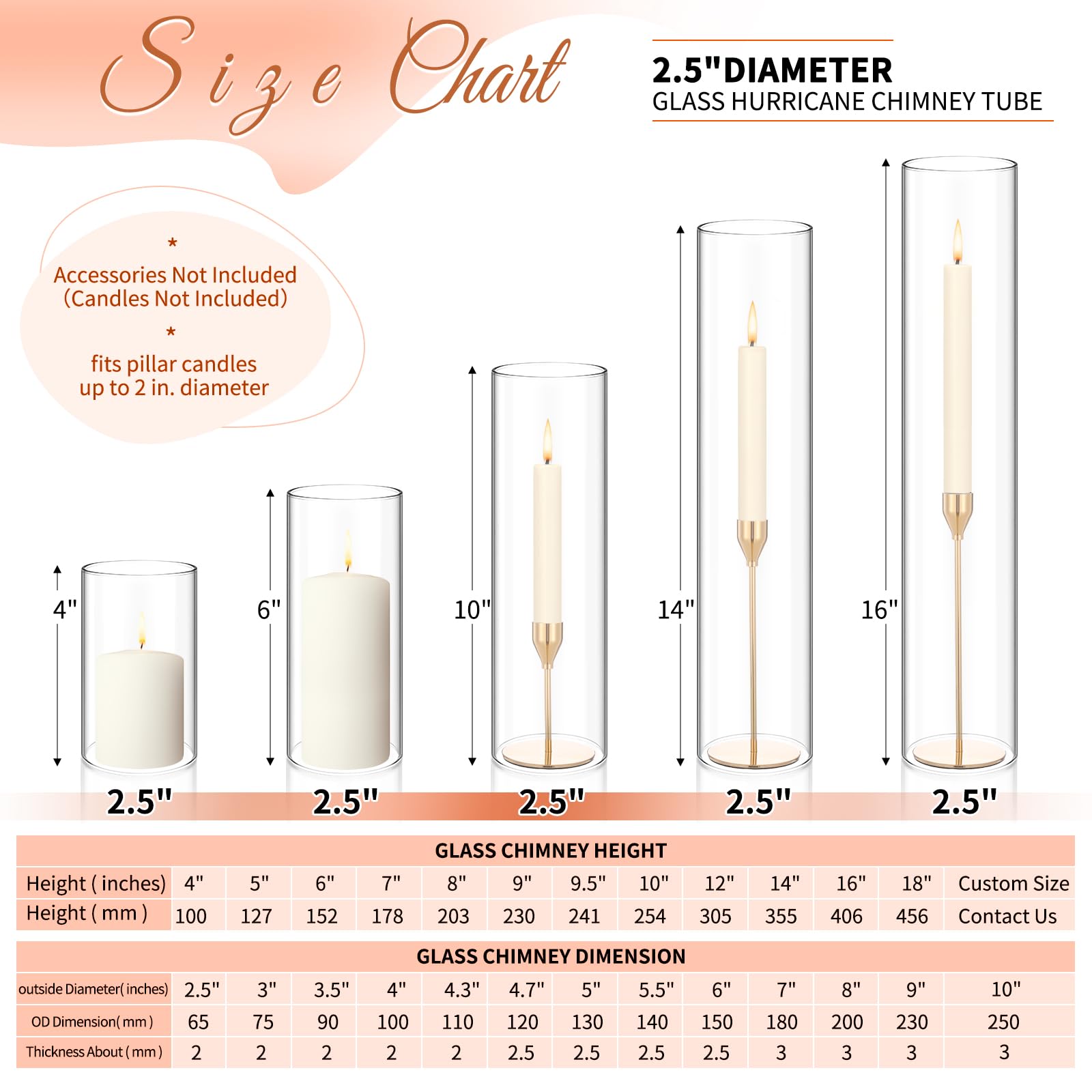 Showgeous 24-Pack Hurricane Candle Holders - 2.5