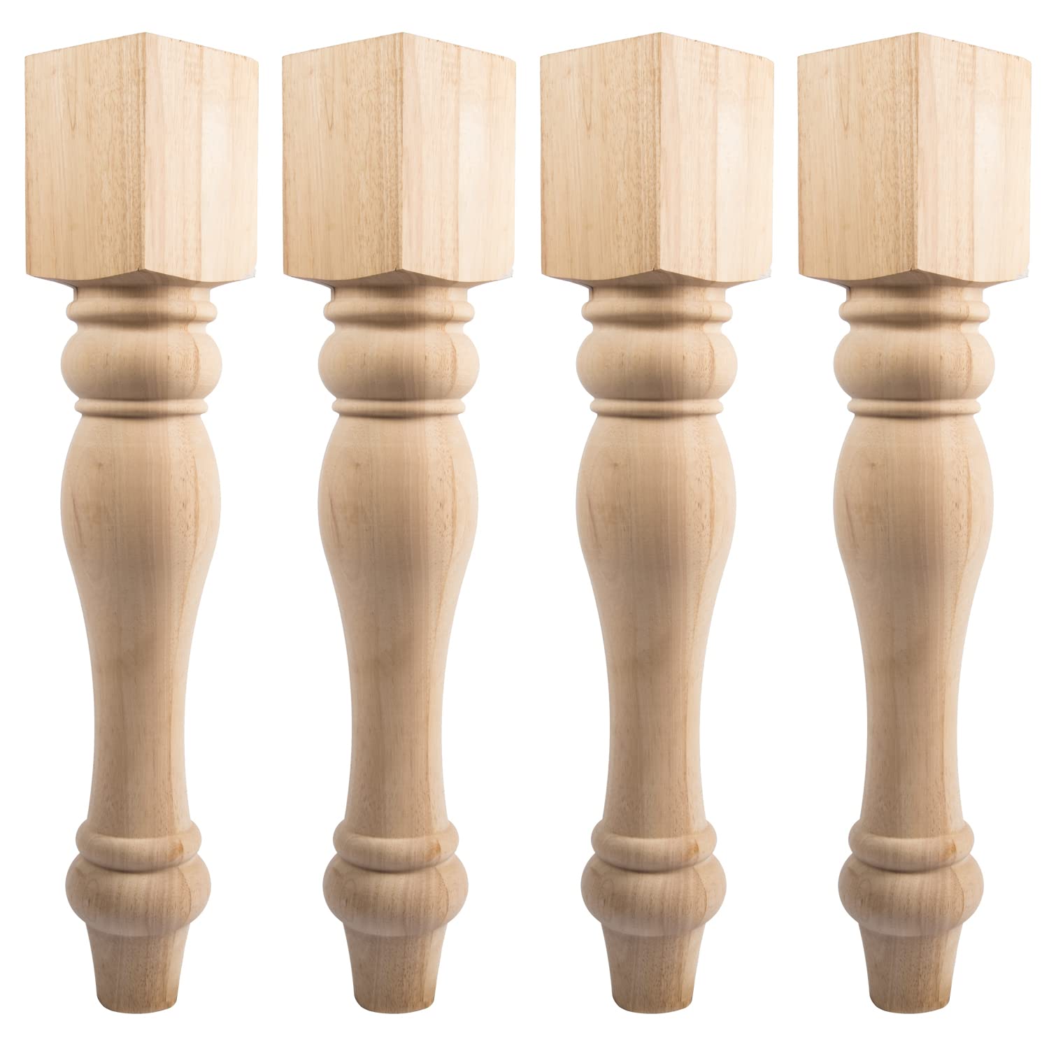29x5x5 Inch Solid Wood Chunky Farmhouse Table Legs - Set of 4 Unfinished Turned Replacement Legs for Kitchen Island, Cabinet, Bench, Coffee & Dining Tables | Rustic Home Decor & DIY Furniture Projects