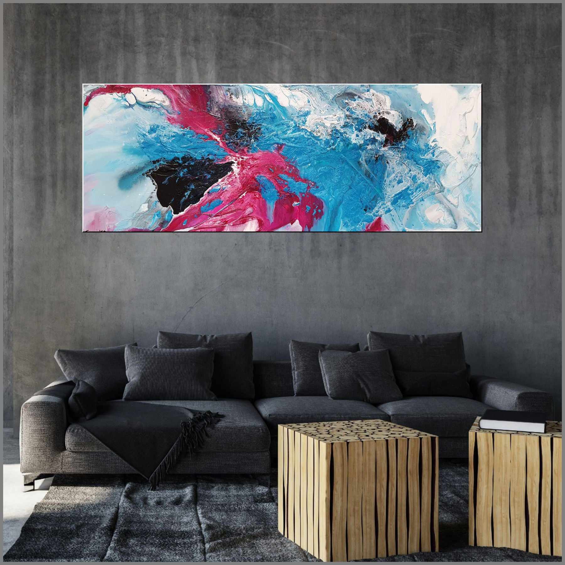 Midnight Magenta Abstract Textured Painting - 63